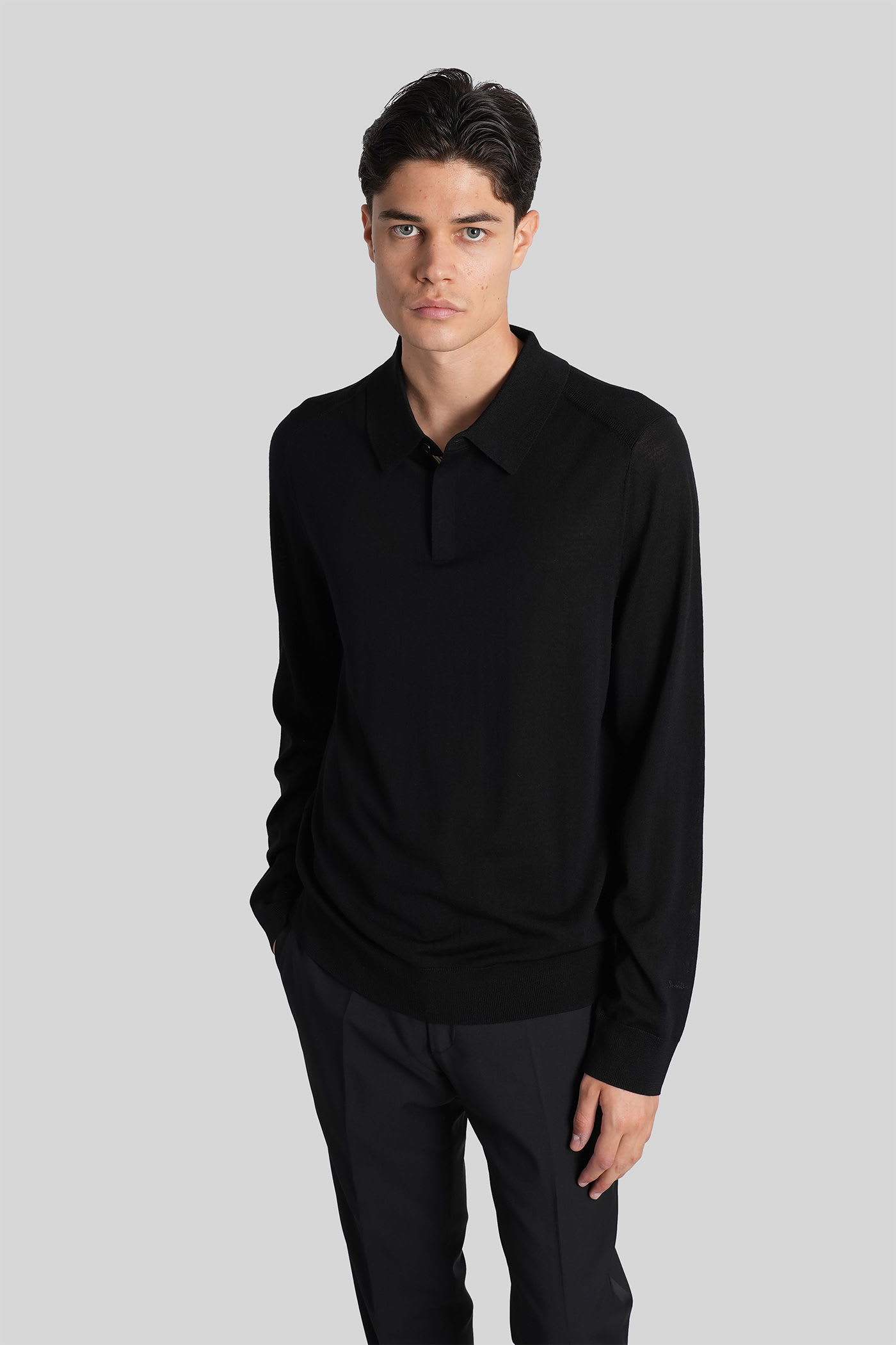 Polo In Black Wool