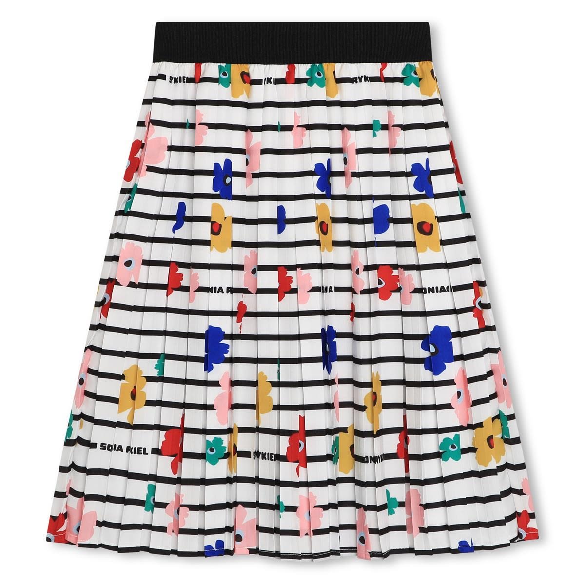 Shop Sonia Rykiel Long Floral Skirt With Pleats In White