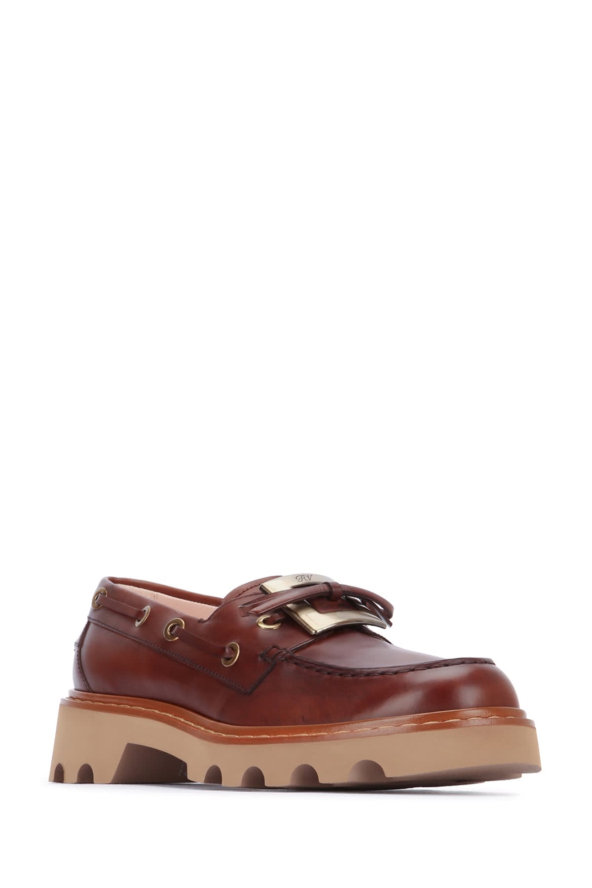 Roger Vivier Viv Rangers Metal Boat Loafer 20 In Brown