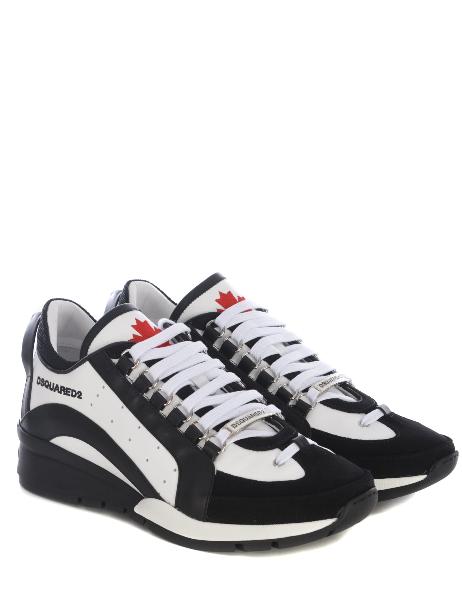 Shop Dsquared2 Sneakers  Legendary Made Of Leather In Bianco Nero