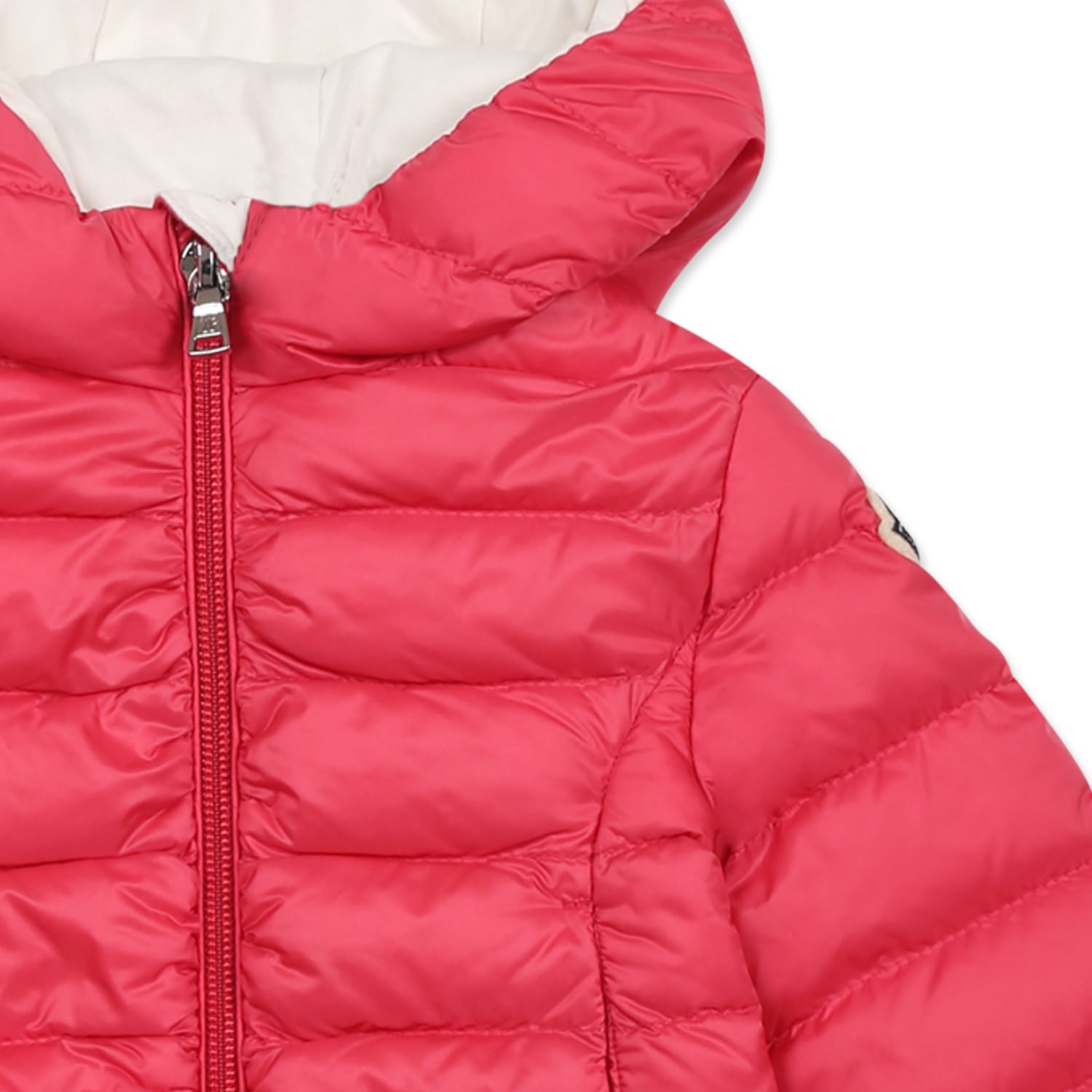 Moncler Fuchsia Down Jacket For Baby Girl With Logo In Fuchsia