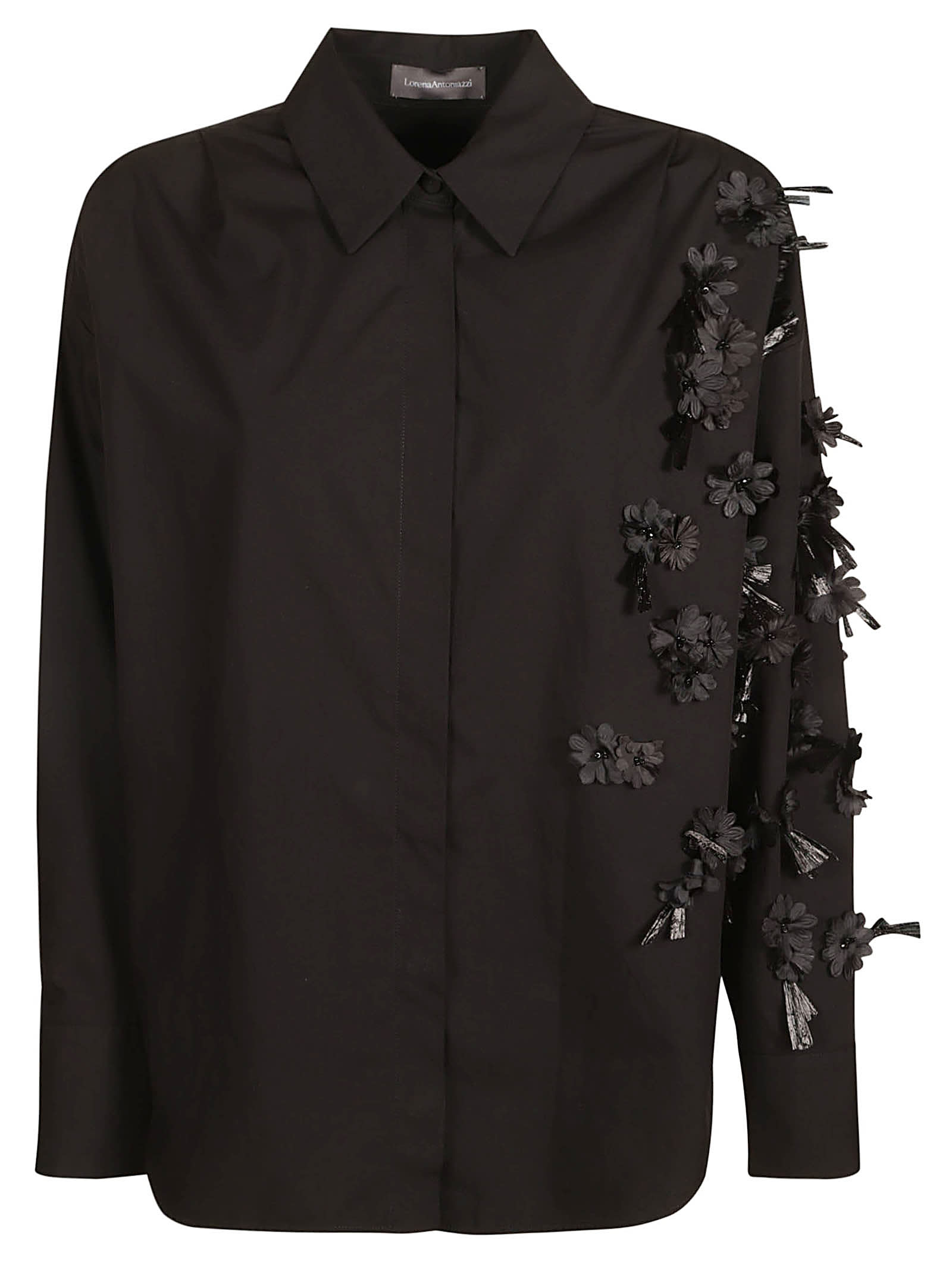 Lorena Antoniazzi Floral Shirt In Black