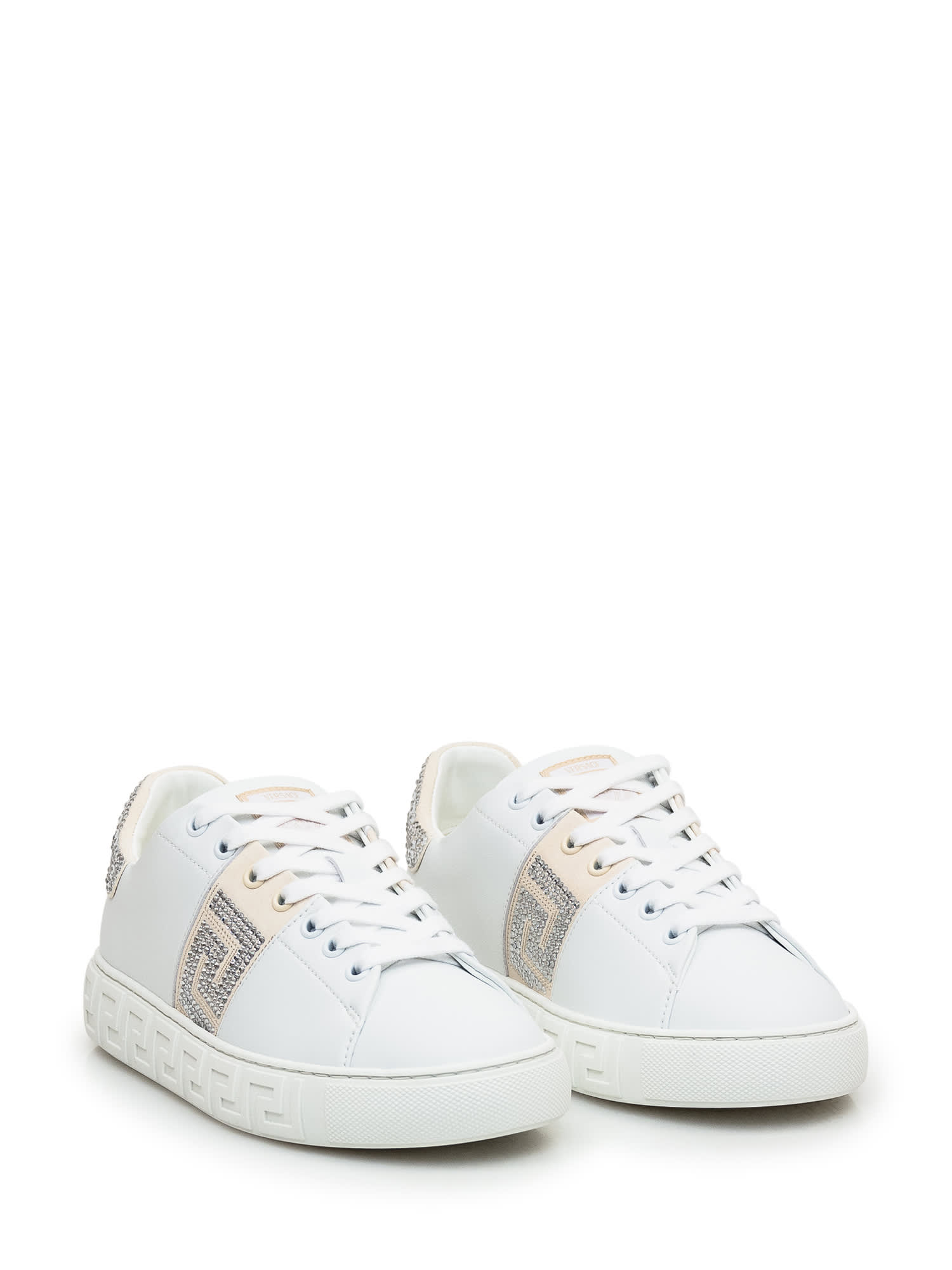 Shop Versace Greca Sneaker In White