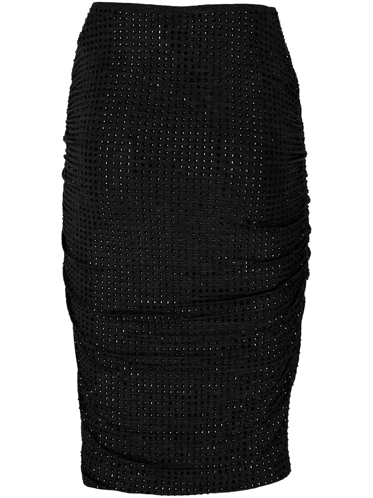 Shop Pinko Embellished Ruched Skirt In Black