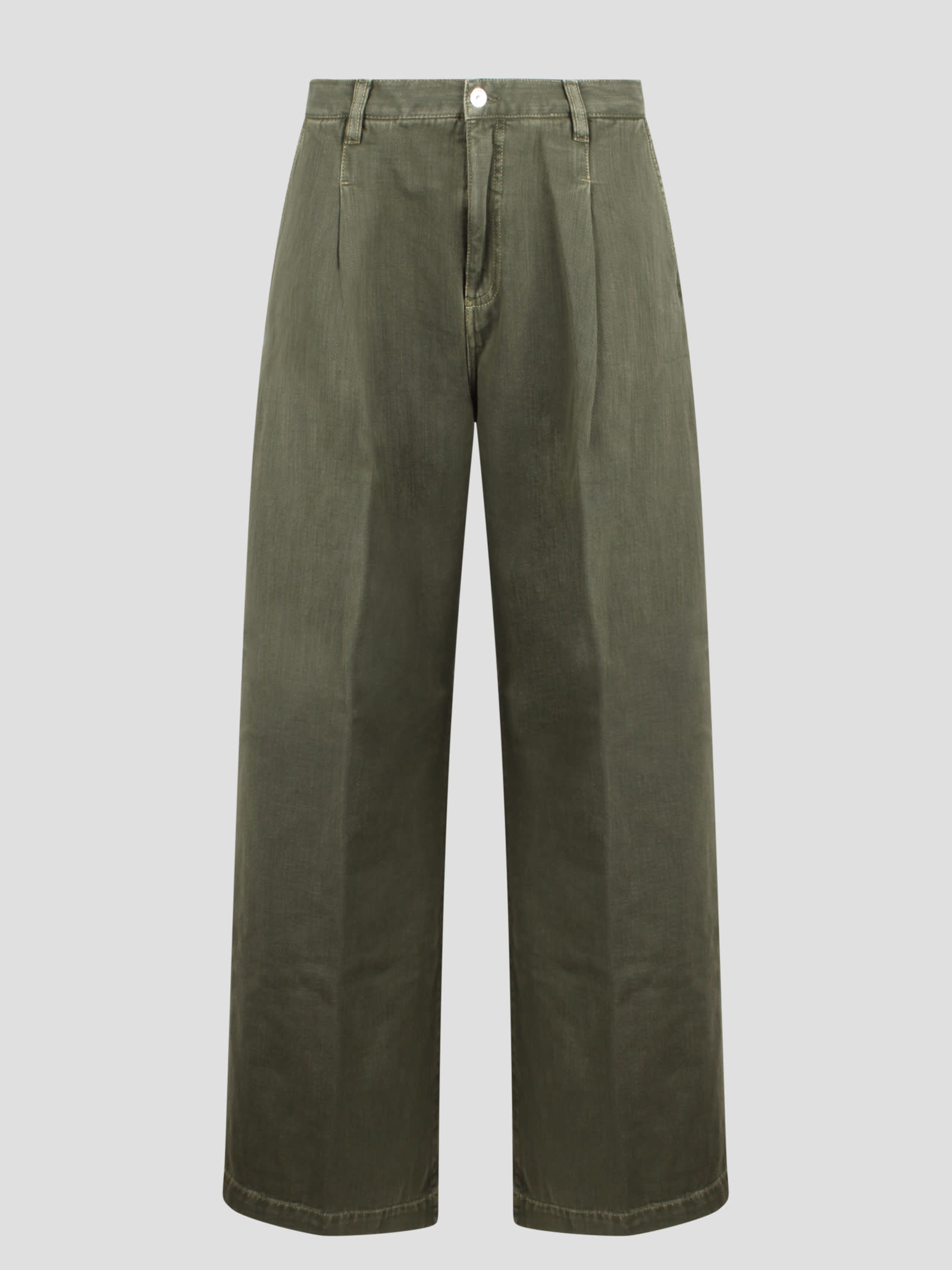 Shop Nine In The Morning Ottavia Wide Jeans In Green