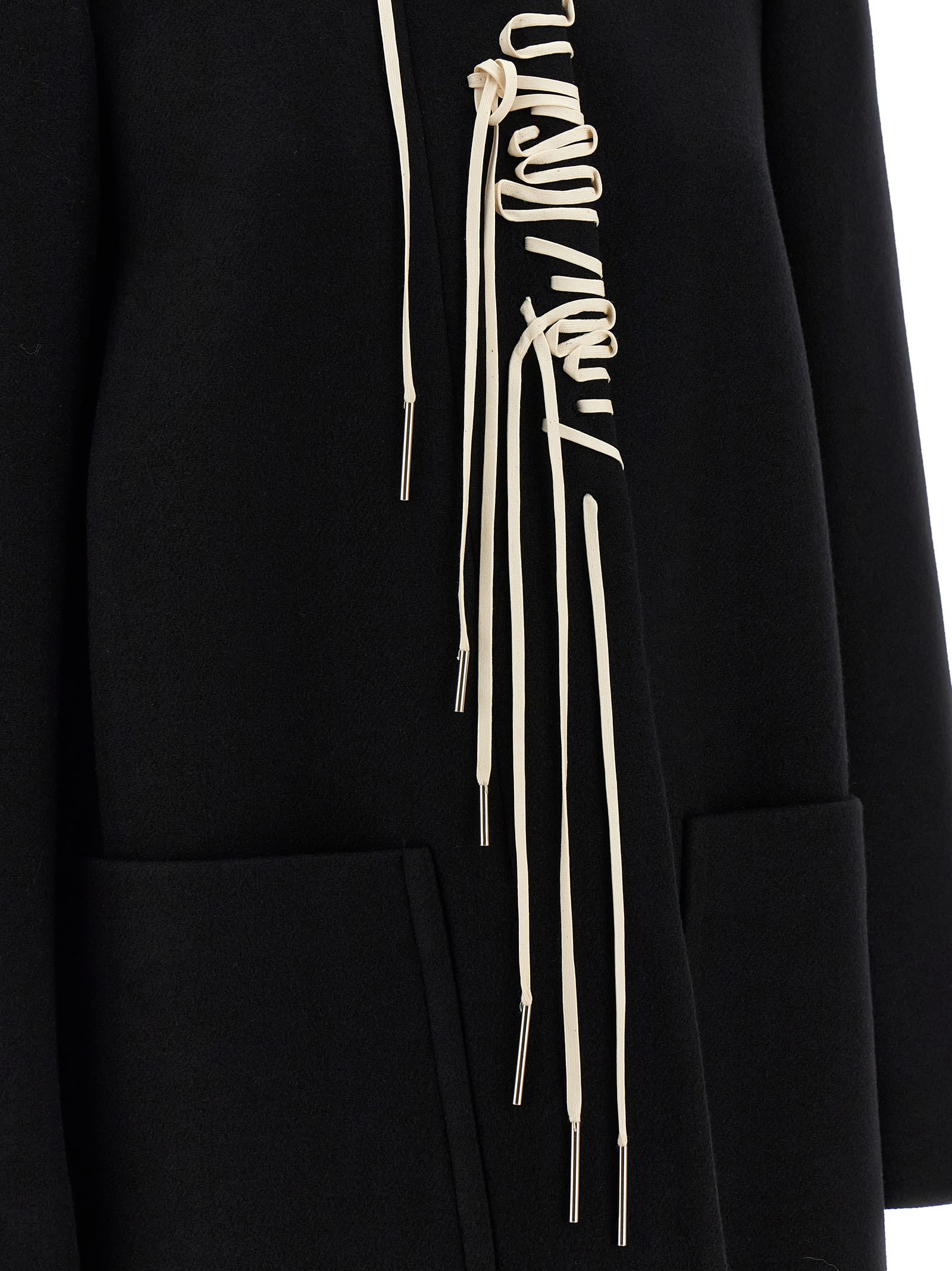 Dries Van Noten Wool Blend Coat With Collared Neck And Pockets In Black