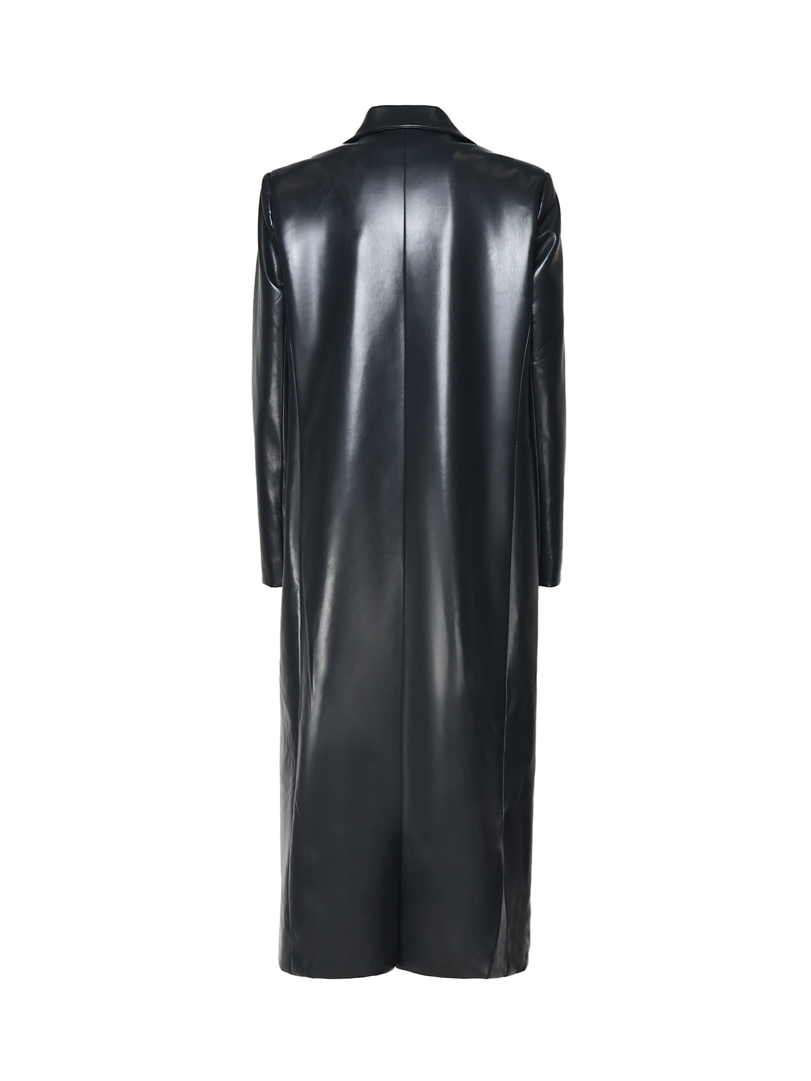 Shop Mariuccia Milano Long Coat In Ecoleather In Grey