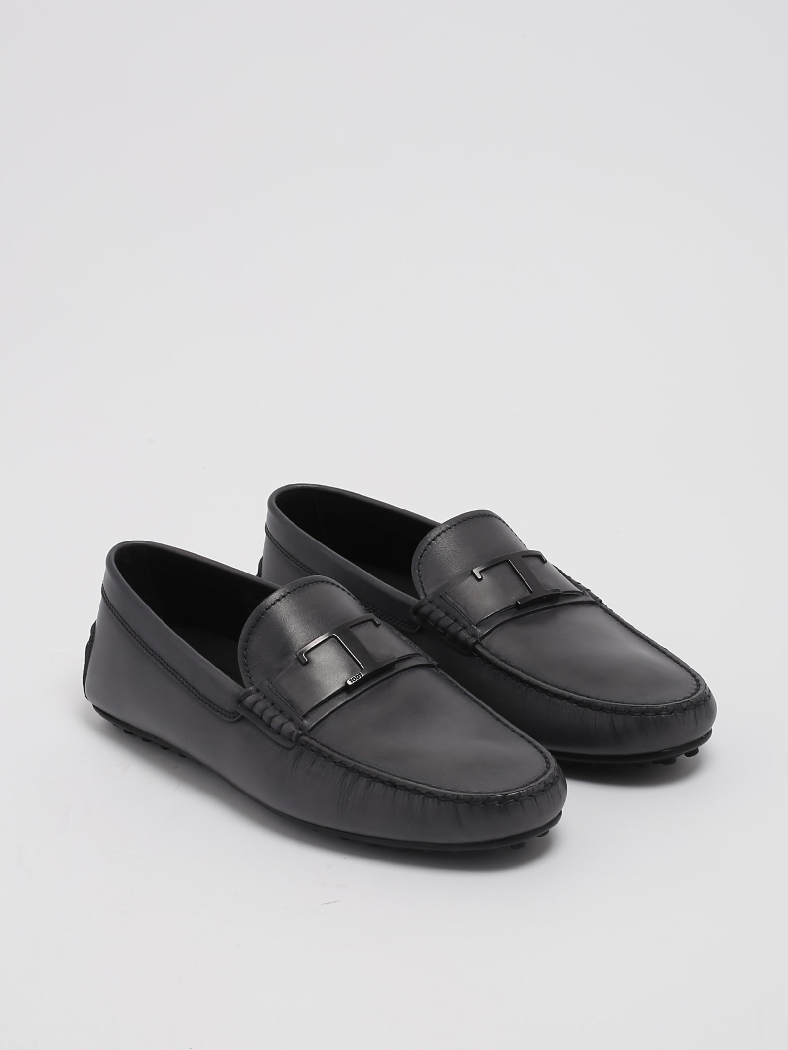 Shop Tod's City Gommino T Piatta Loafers In Grigio Fumo