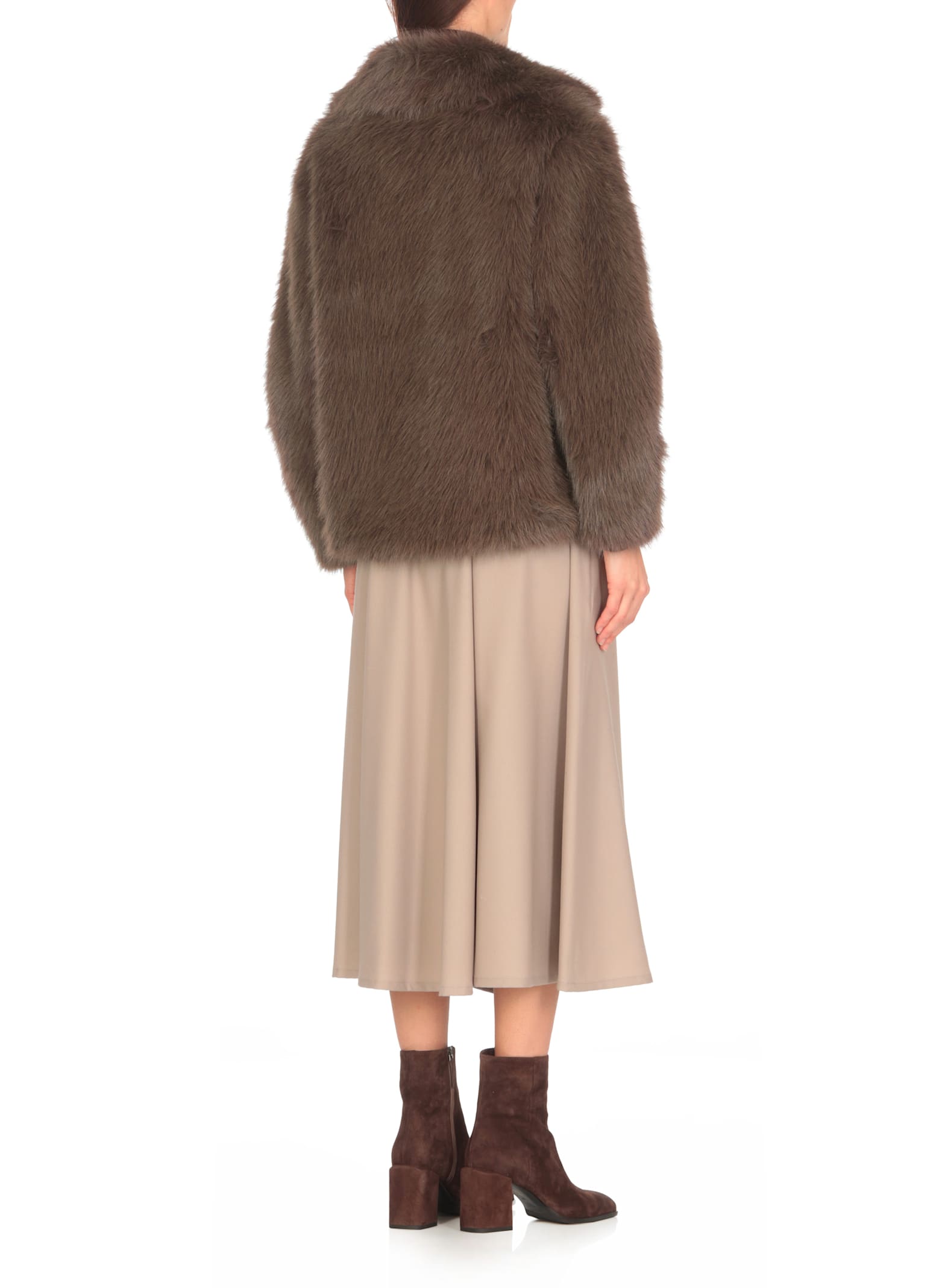 Shop Betta Corradi Synth Fur Coat In Brown