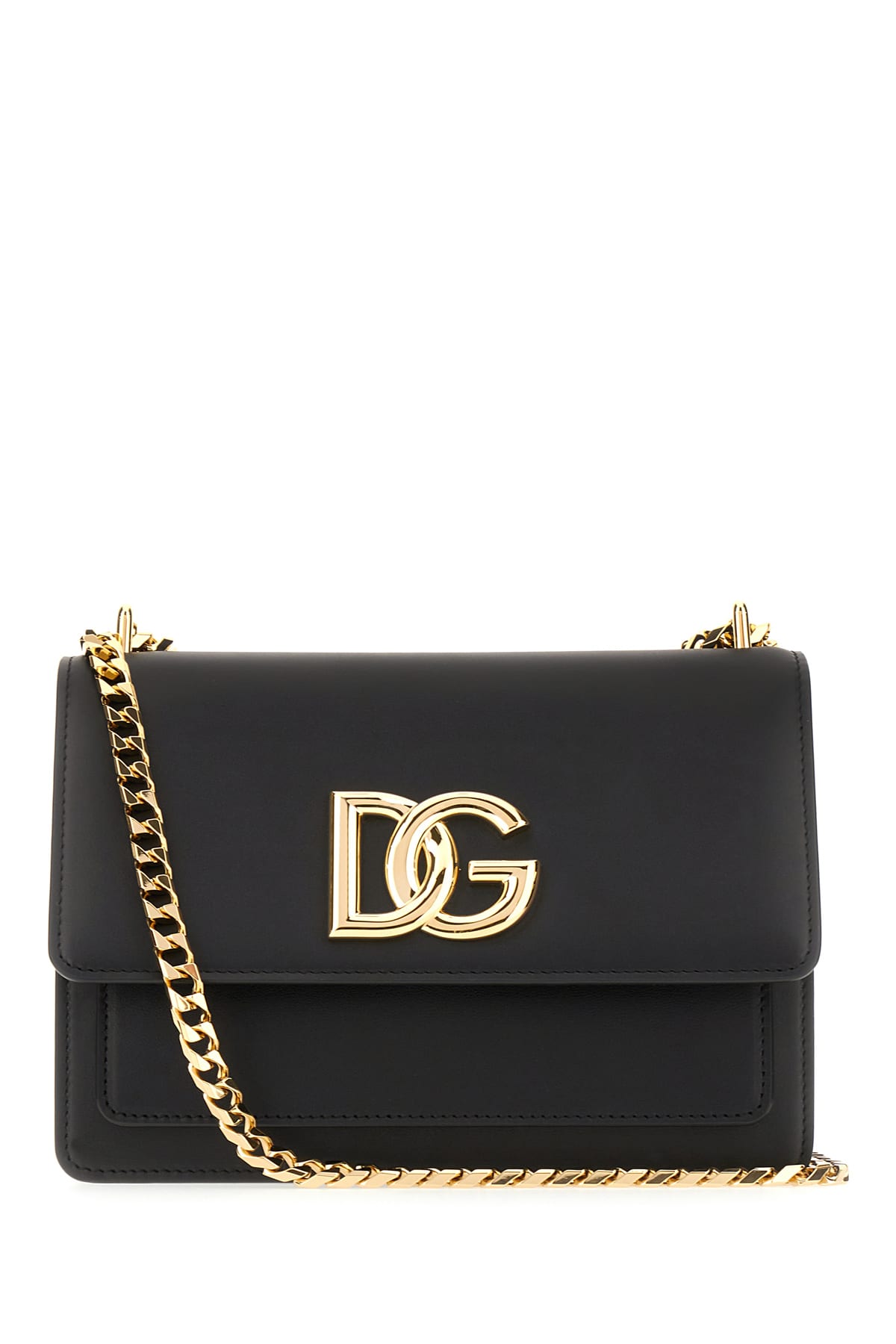 Dolce & Gabbana Logo-plaque Leather Crossbody Bag In Nero