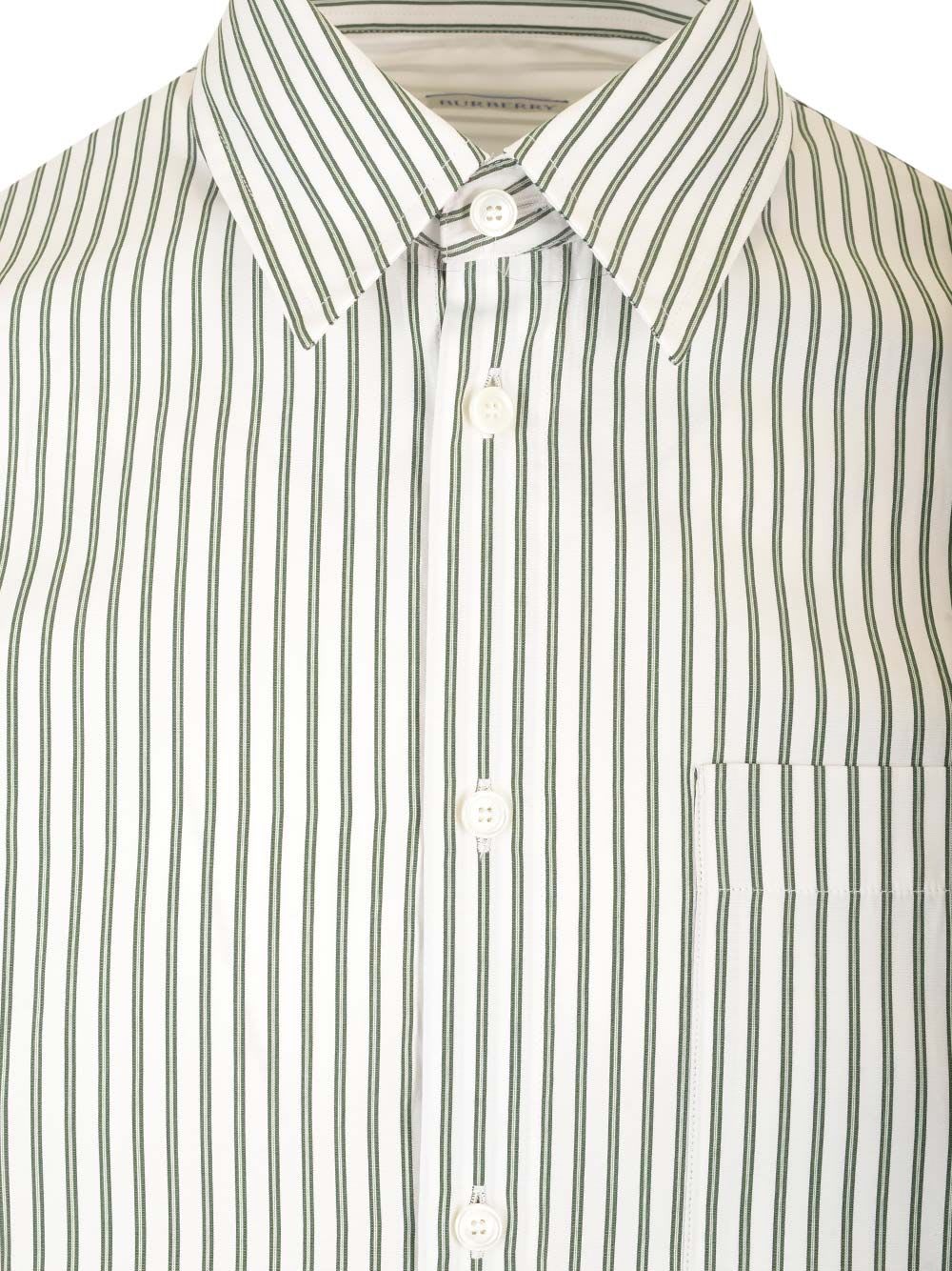 Burberry Shirt Striped Pattern Collar Button-down In Coniferchalk