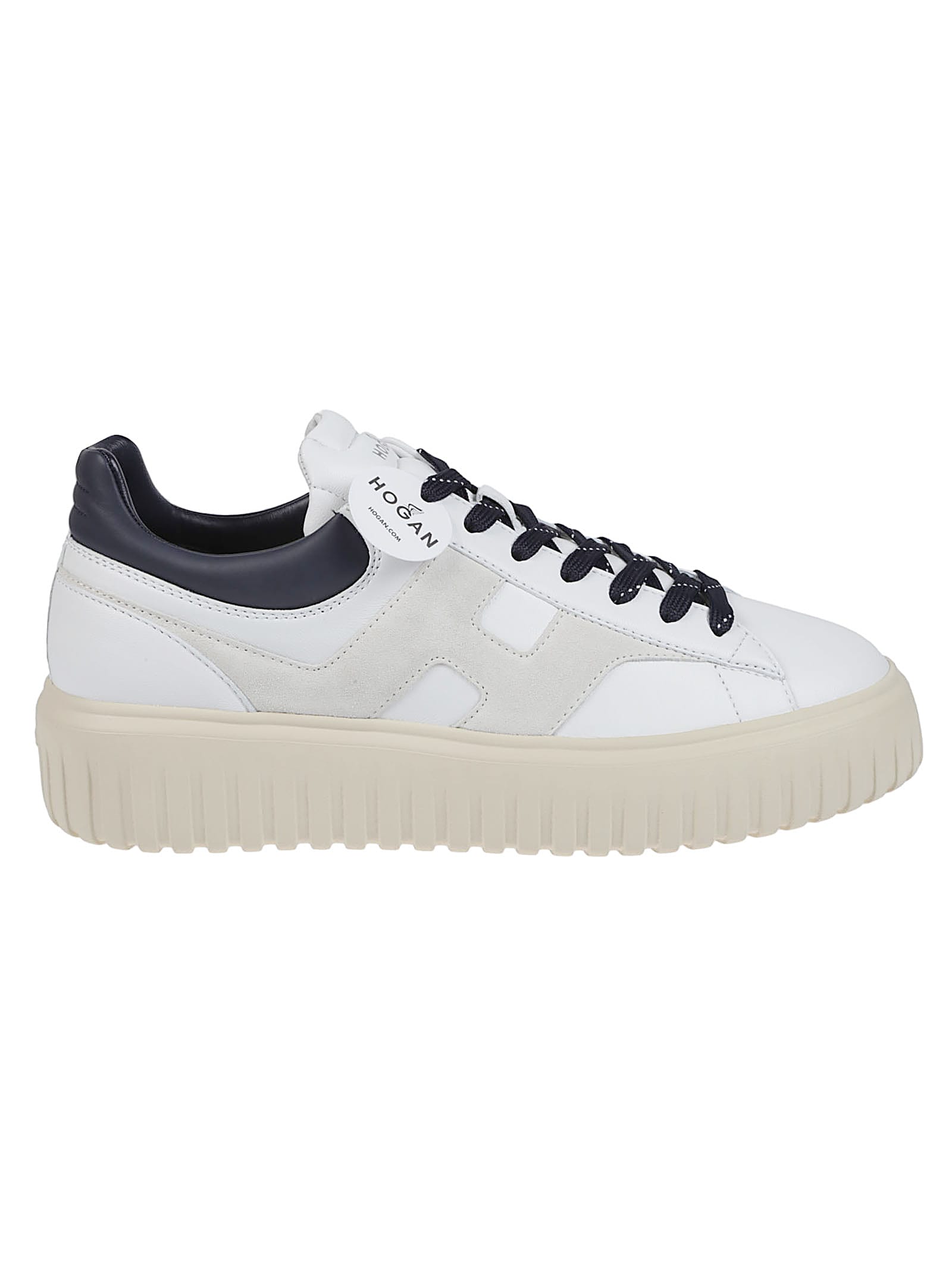 Hogan Lace-up White Sneakers With Logo Patch In White