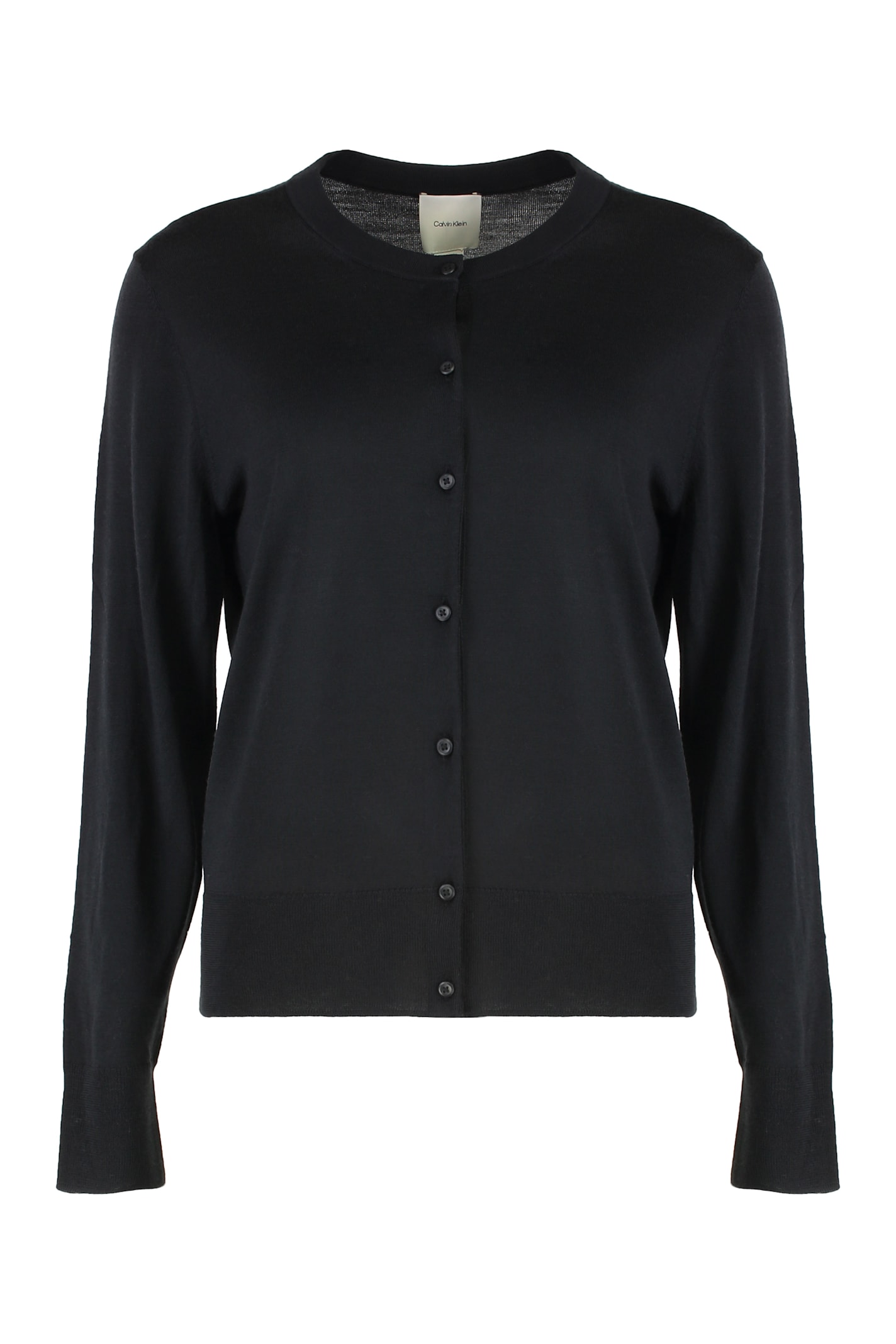 Calvin Klein Buttoned Virgin-wool Cardigan In Black