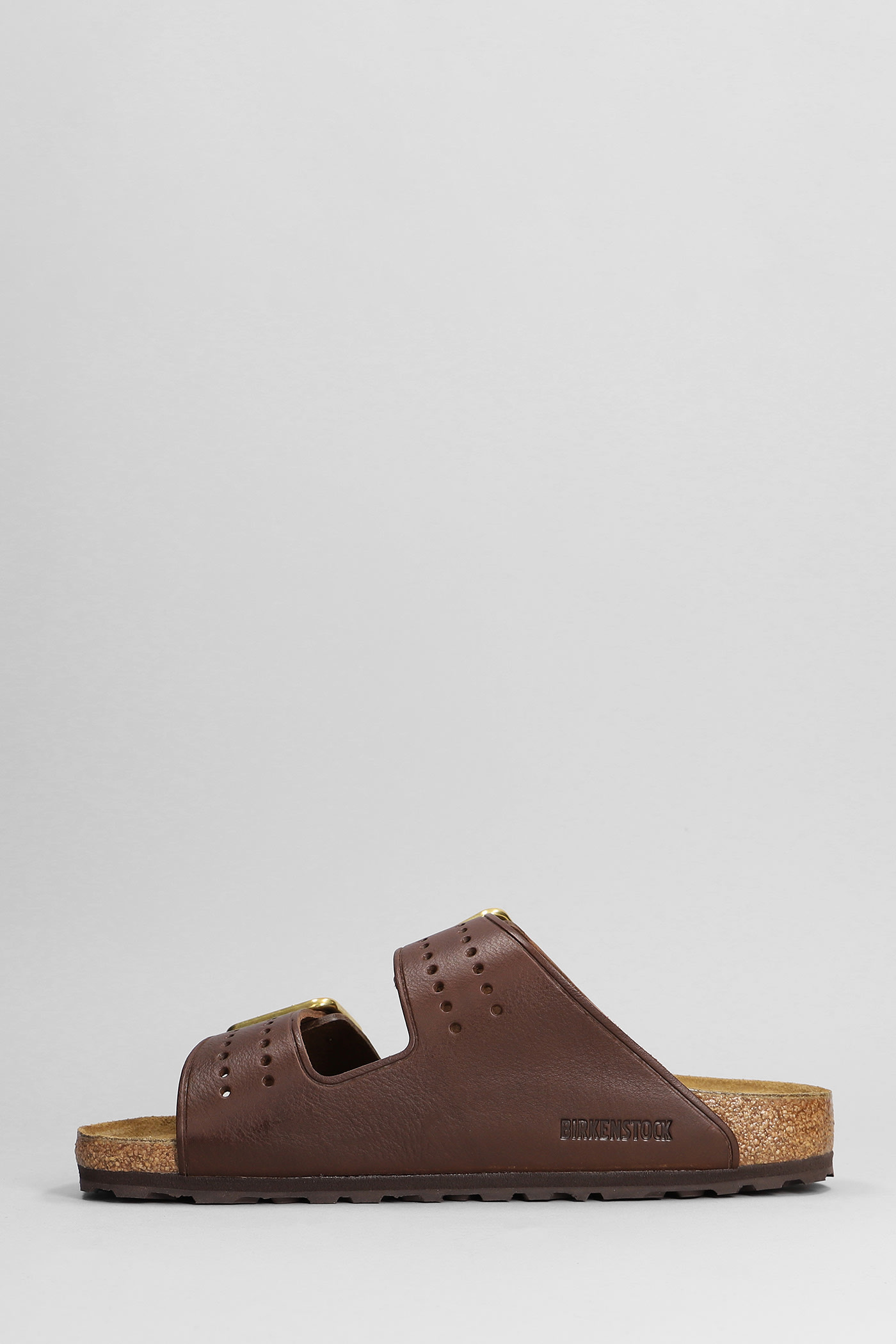 Shop Birkenstock Arizona Bold Flats In Brown Leather