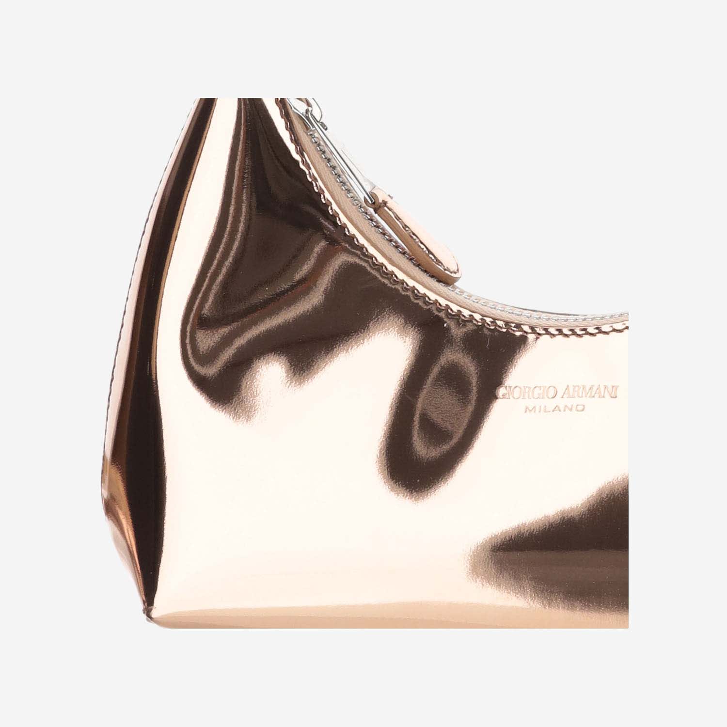 Shop Giorgio Armani Metallic Nappa Leather Bag With Logo In Golden