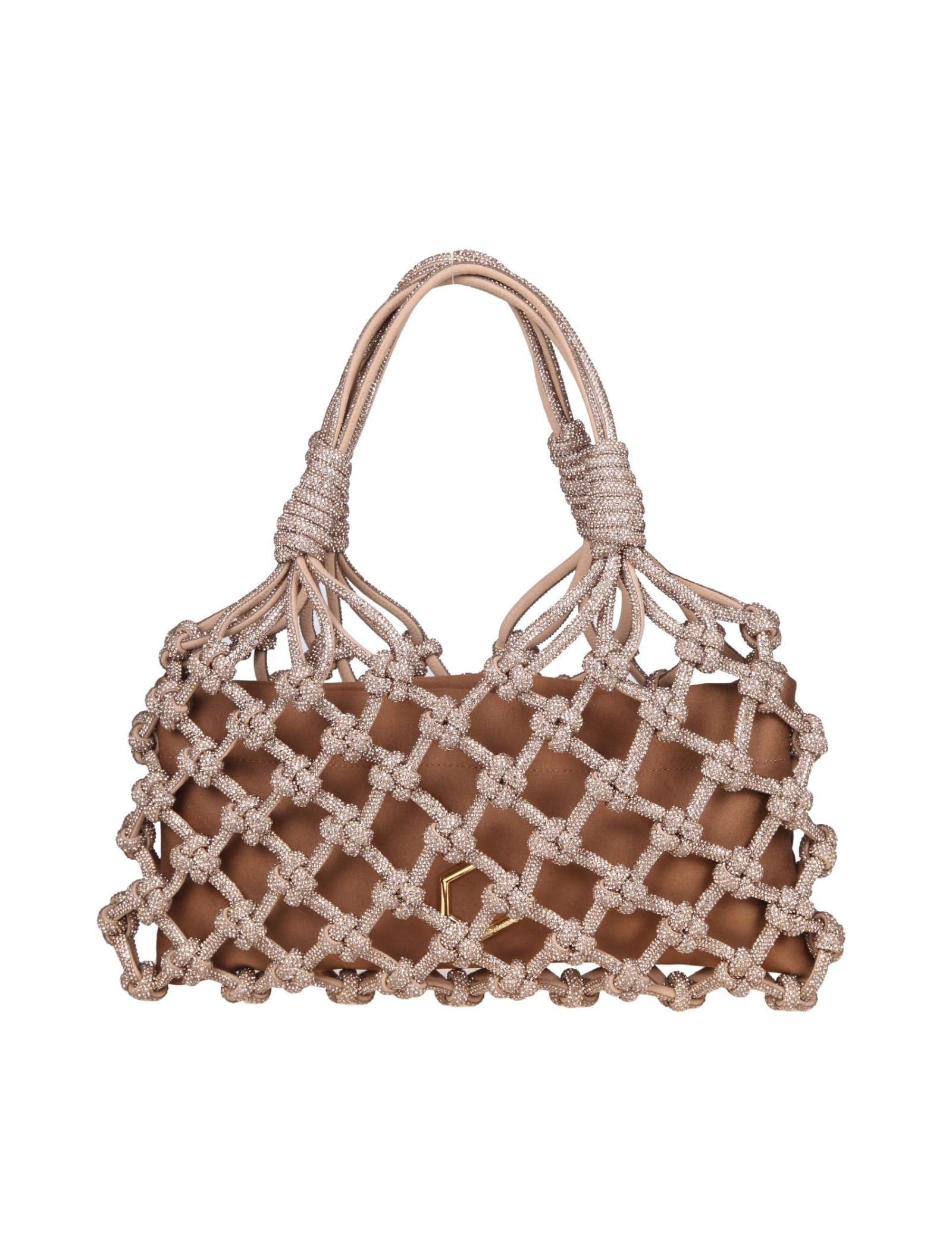 Shop Hibourama Lola Baguette Jewel Bag Woven With Crystals In Topaz