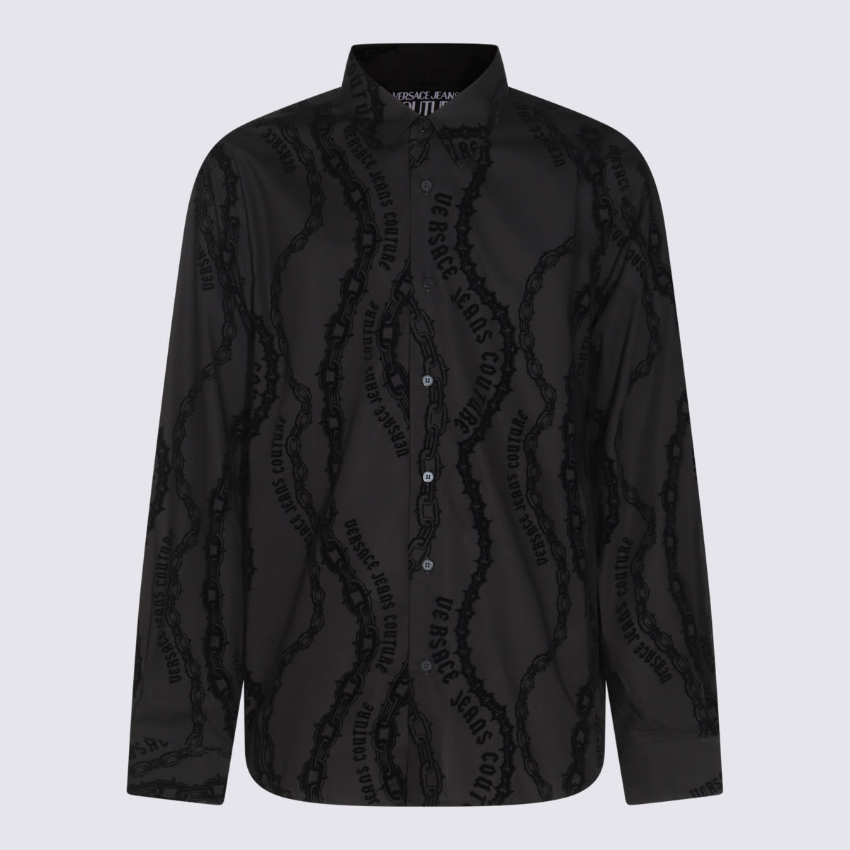 Shop Versace Jeans Couture Black Cotton Shirt