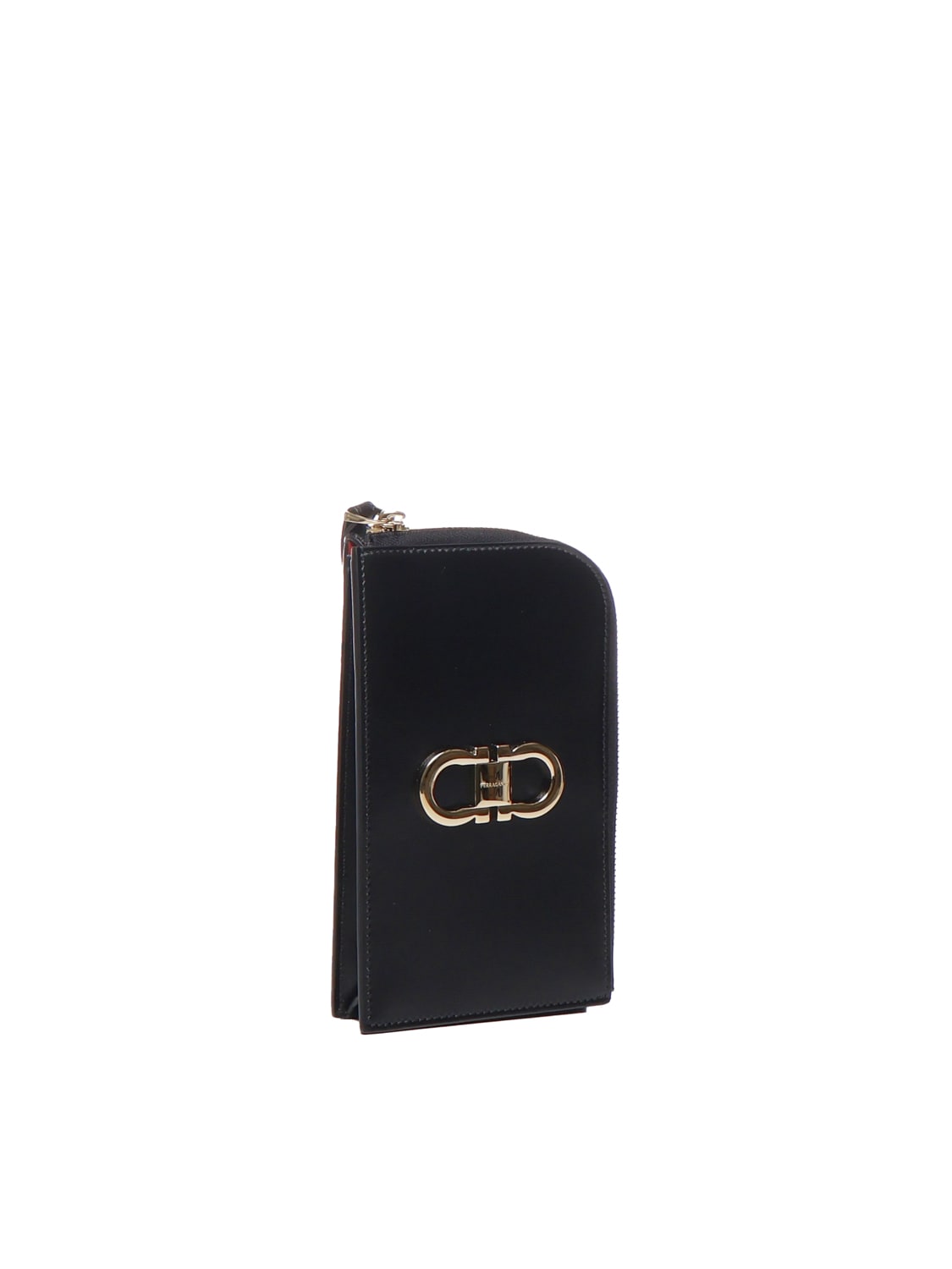 Shop Ferragamo Small Gancini Pouch In Black