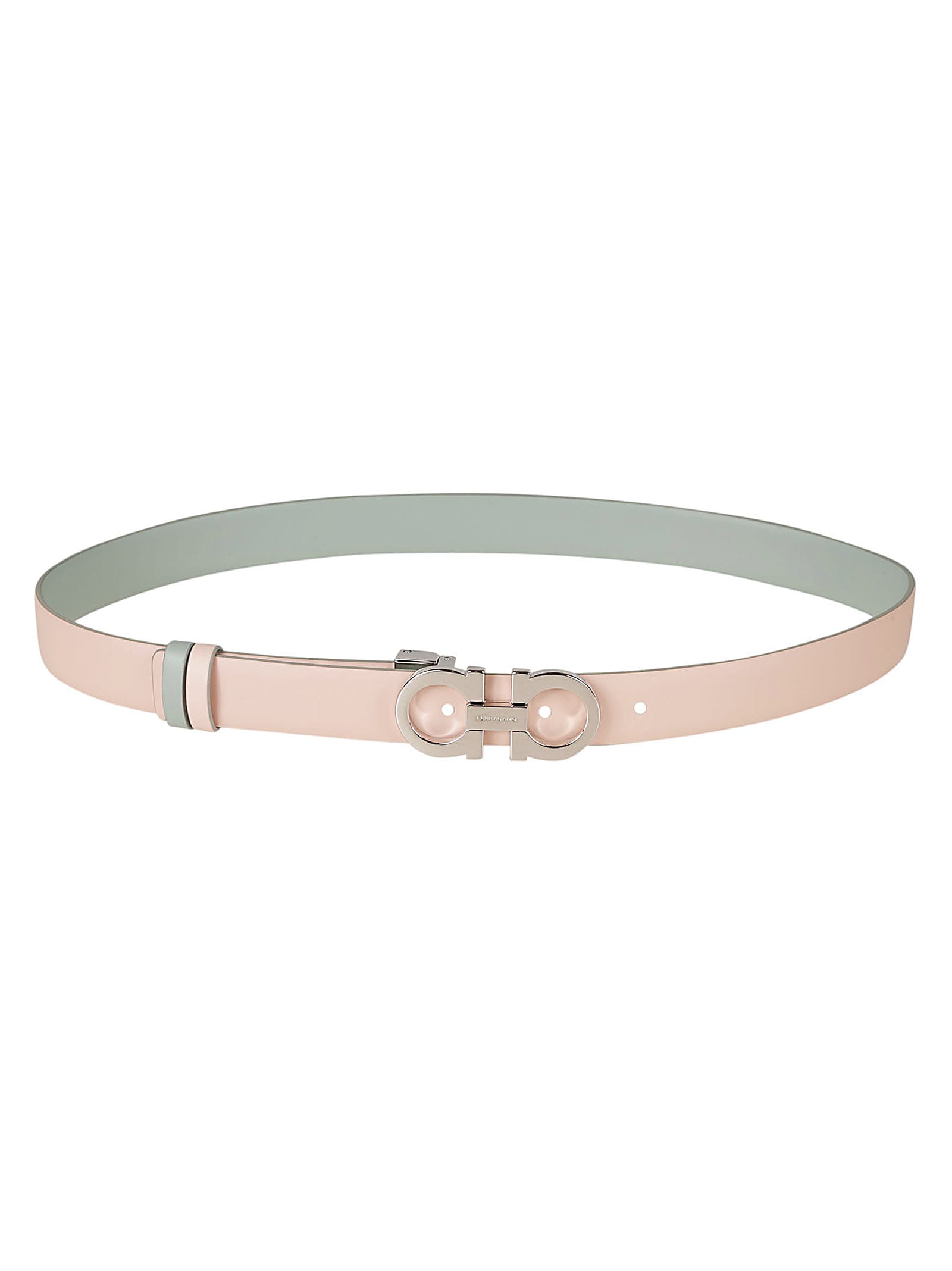 Ferragamo Double Gancini Buckled Belt In Pink