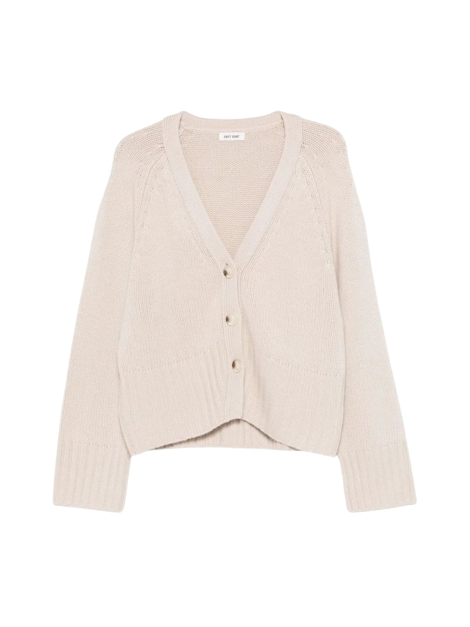 Goat Cashmere V-necked Cardigan In Multi