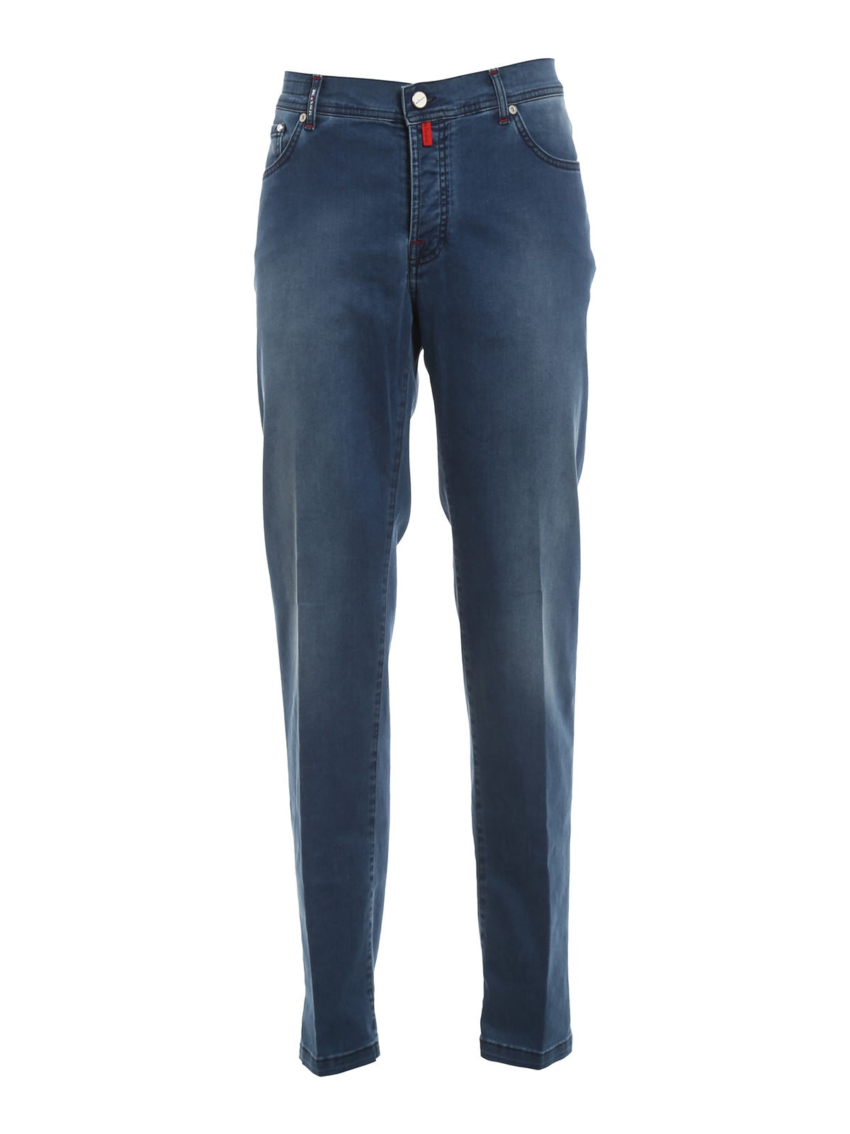 $995 Kiton Denim Blue Solid Jeans 995 Slim 