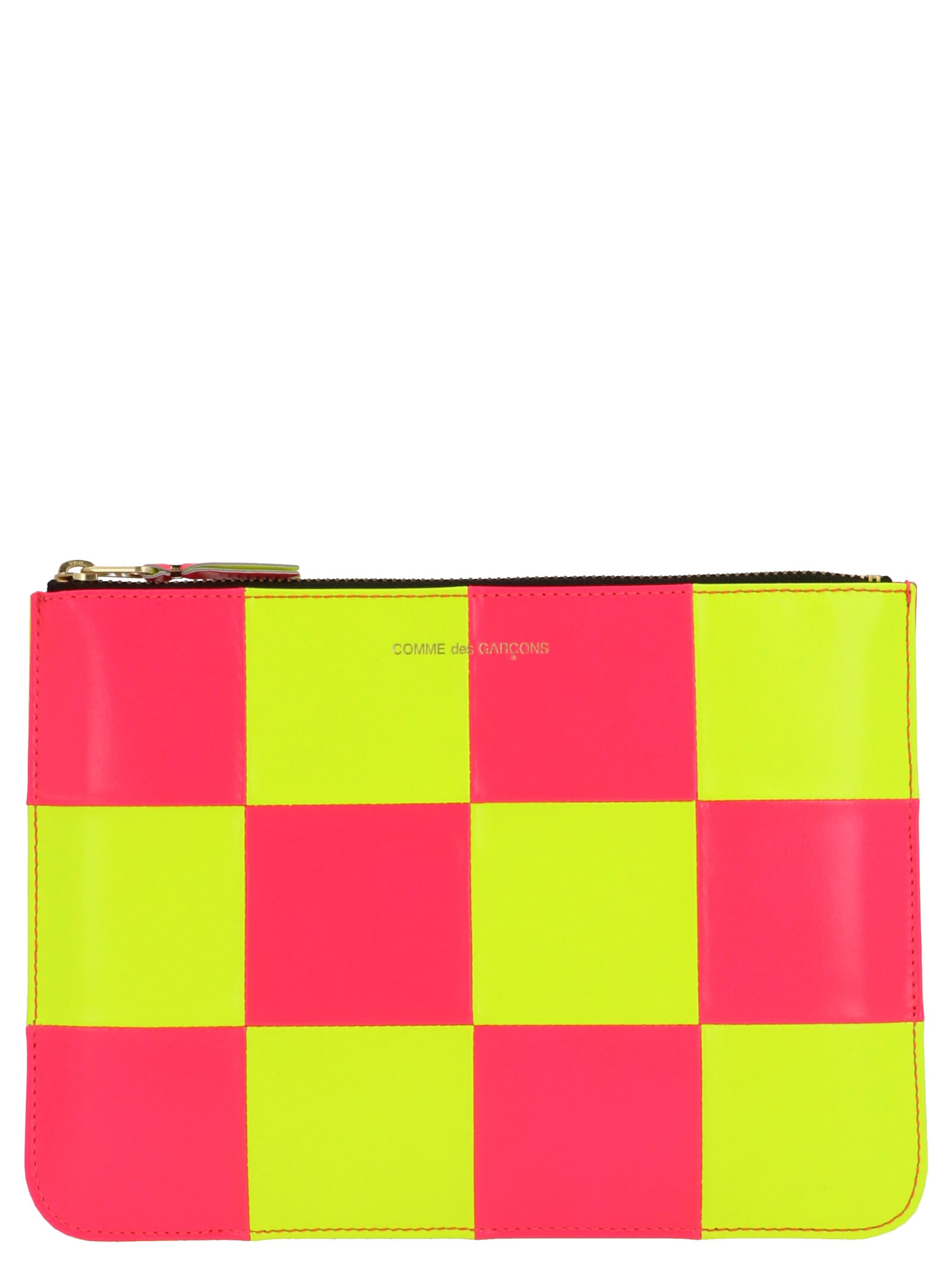 Comme Des Garçons Fluo Squares Pouch In Yellow/pink