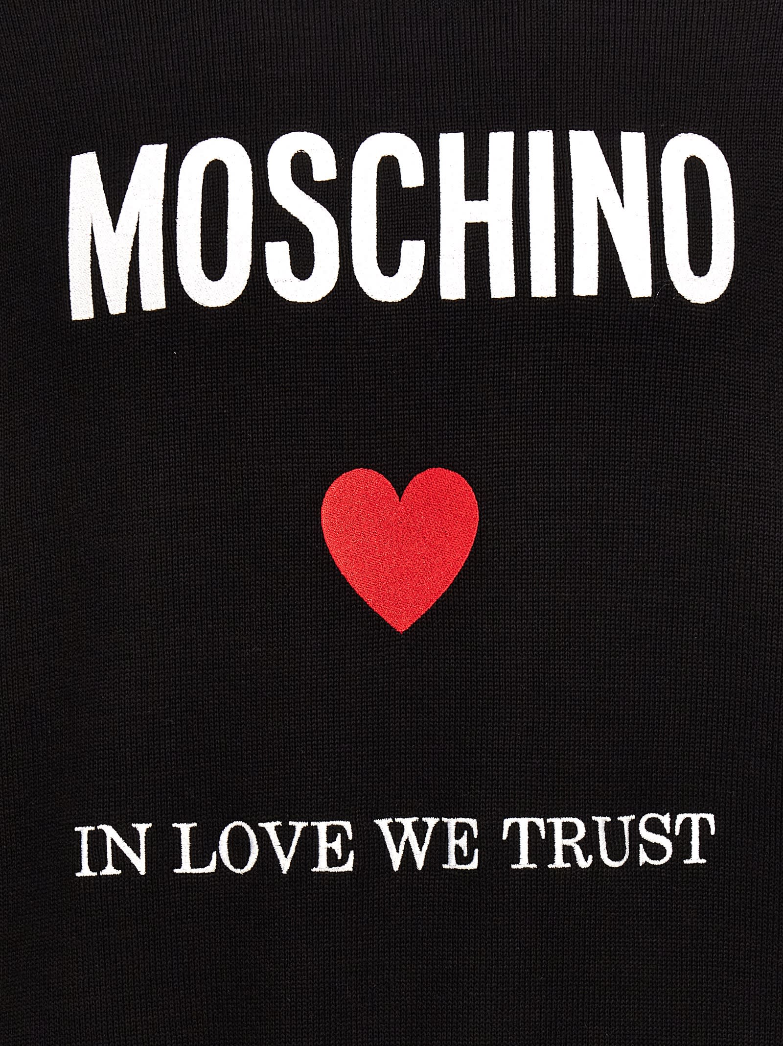 Shop Moschino In Love We Trust Hoodie In Black