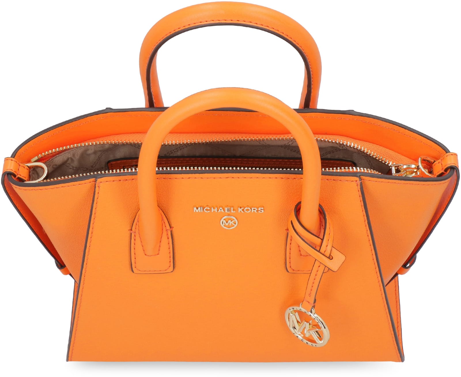 Shop Michael Michael Kors Avril Small Leather Handbag In Orange