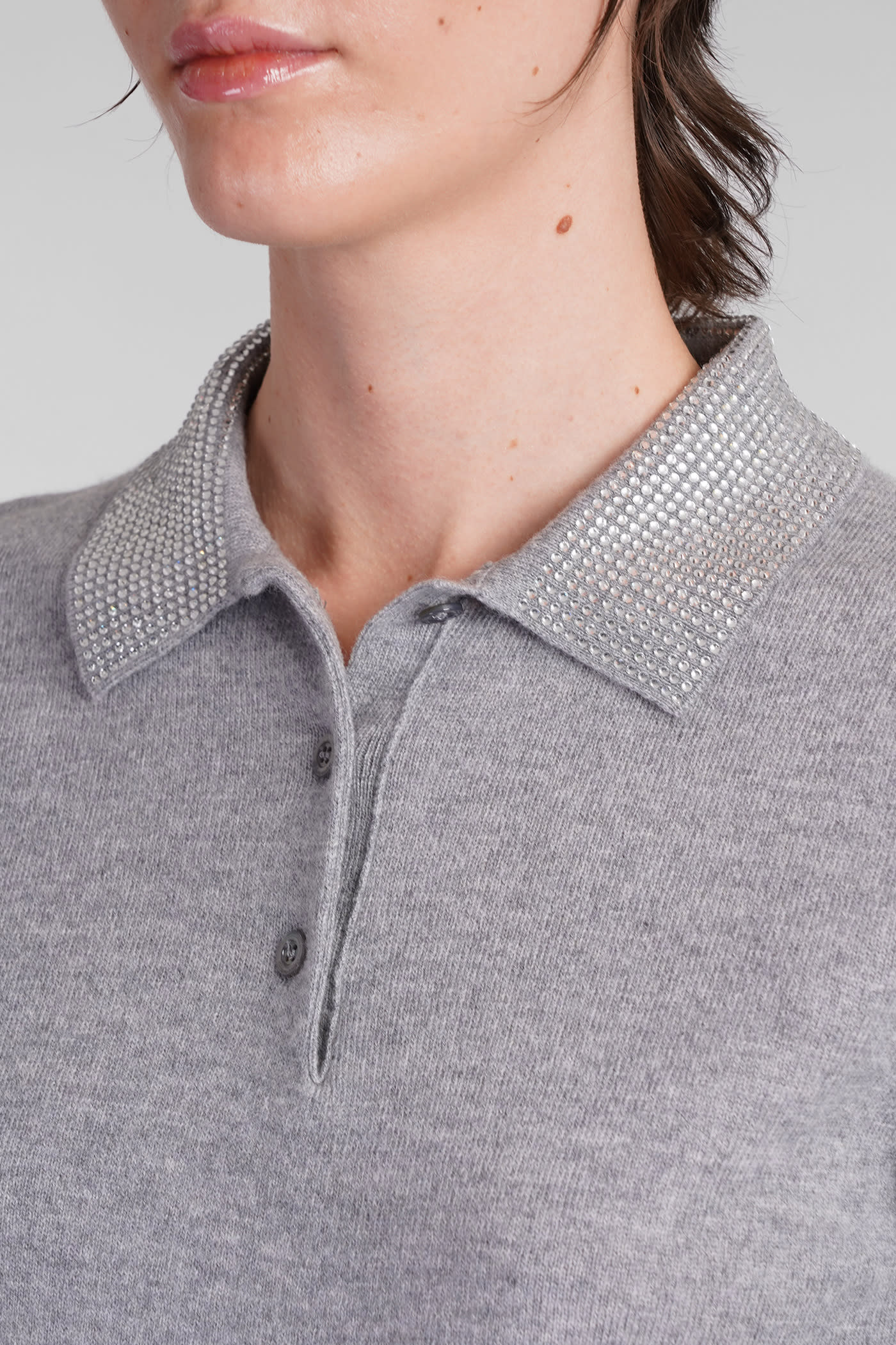 Shop Blumarine Polo In Grey Wool