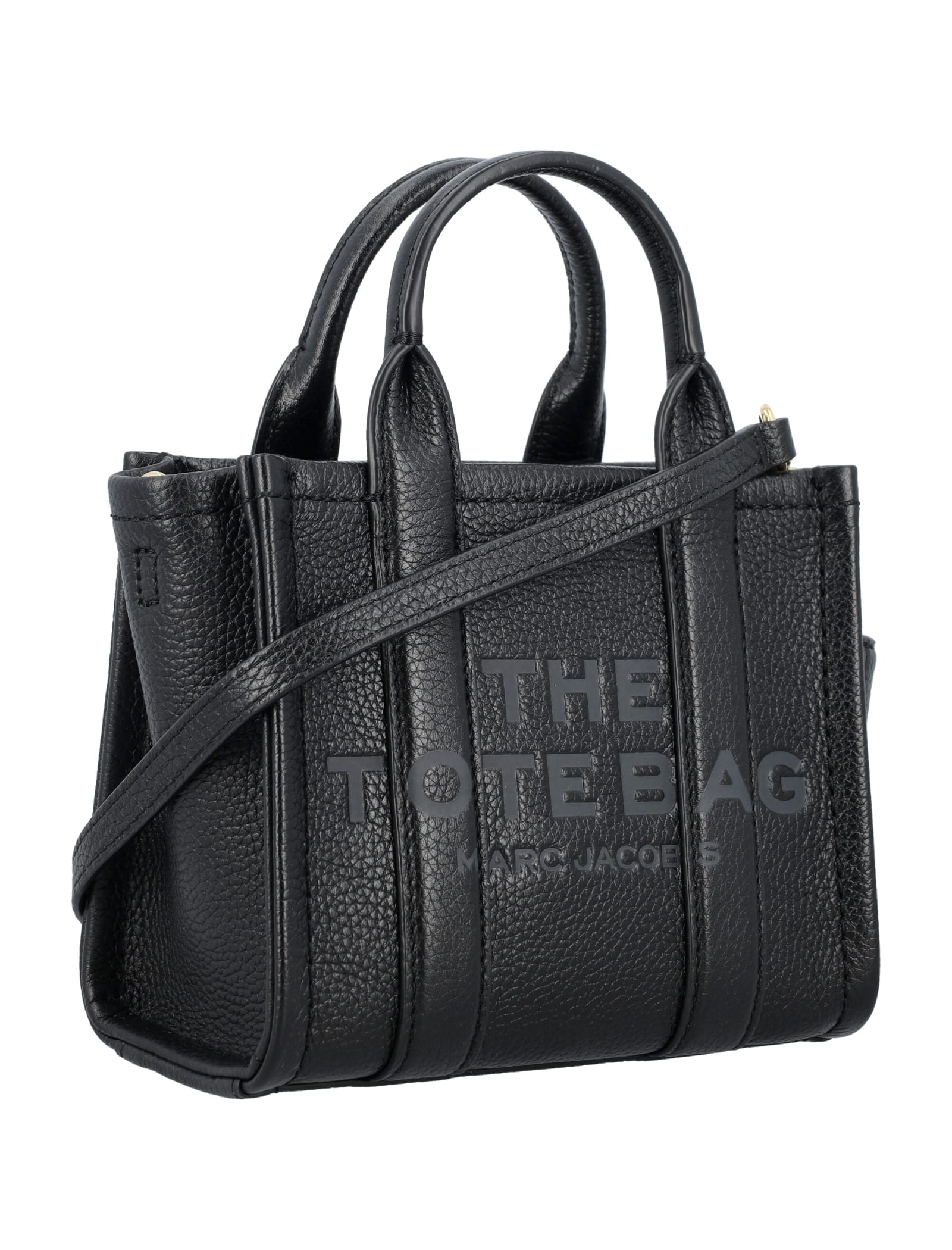 Shop Marc Jacobs The Mini Tote Leather Bag In Black