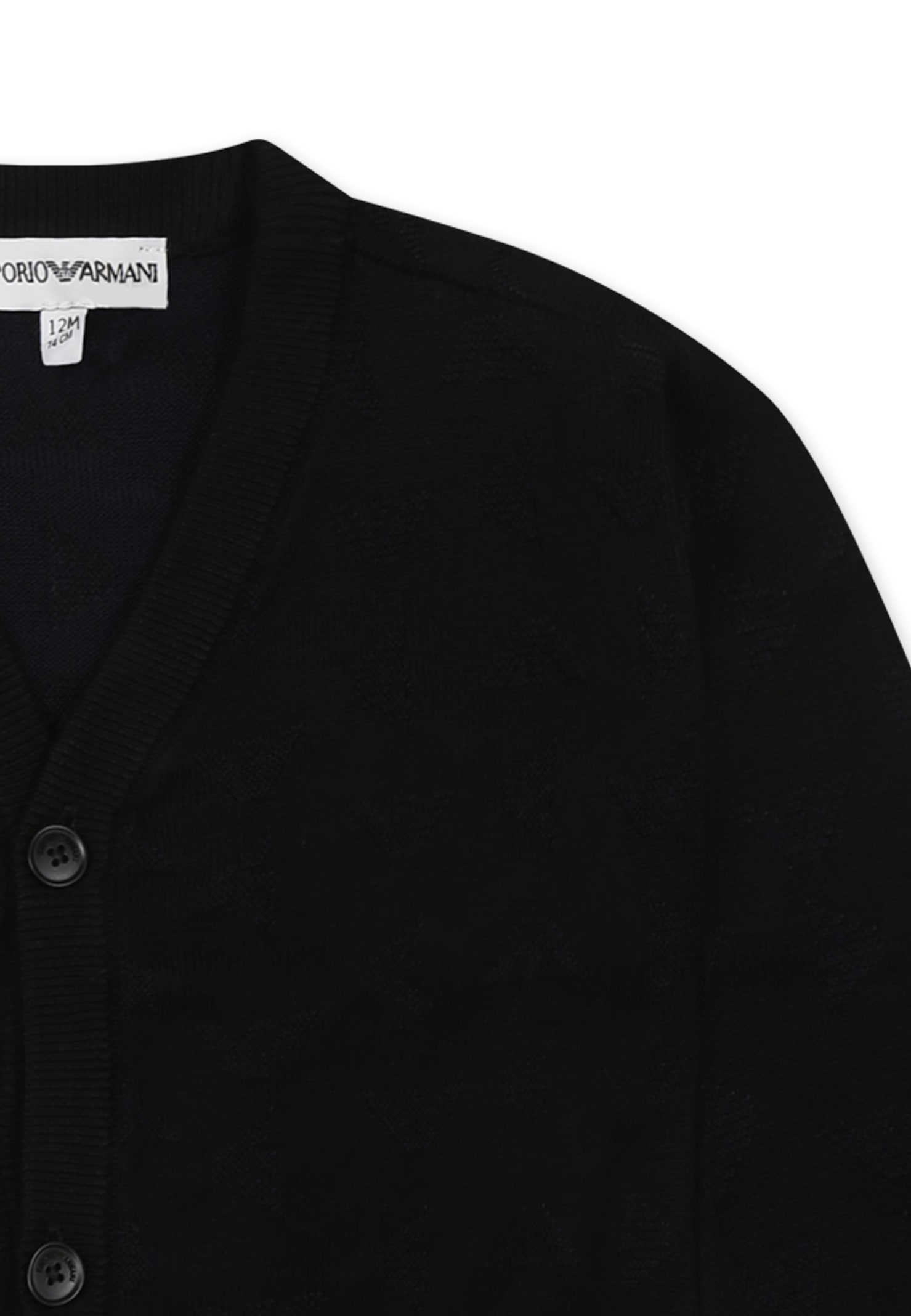 Emporio Armani Blue Cardigan For Baby Boy With Iconic Logo In Blue
