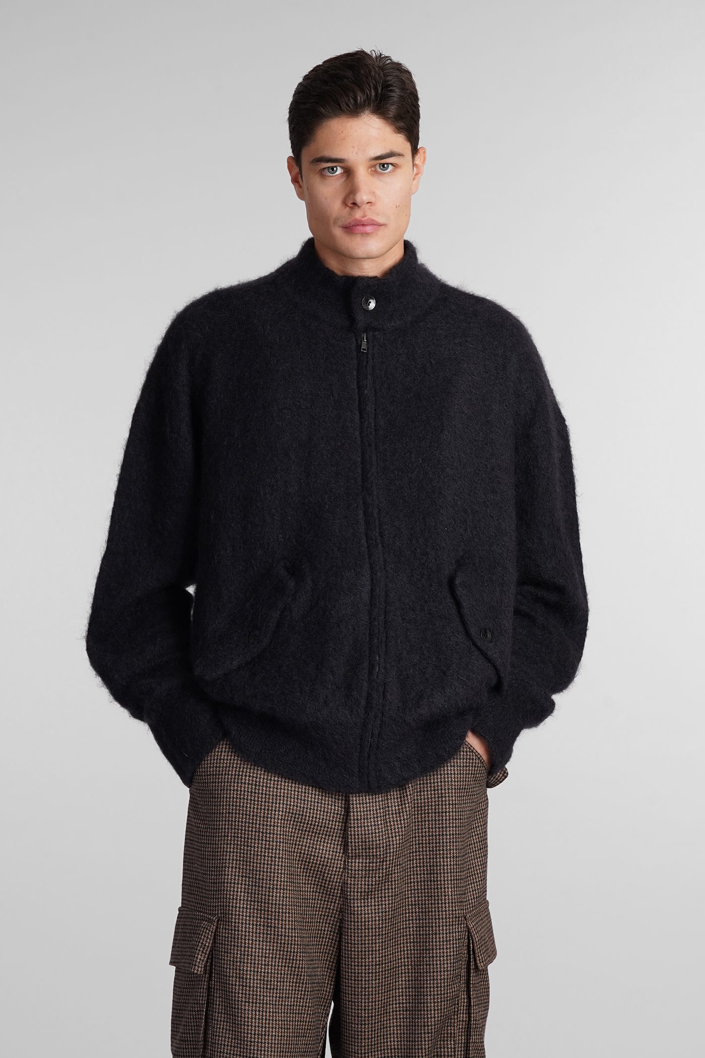 Shop Laneus Casual Jacket In Black Mohair