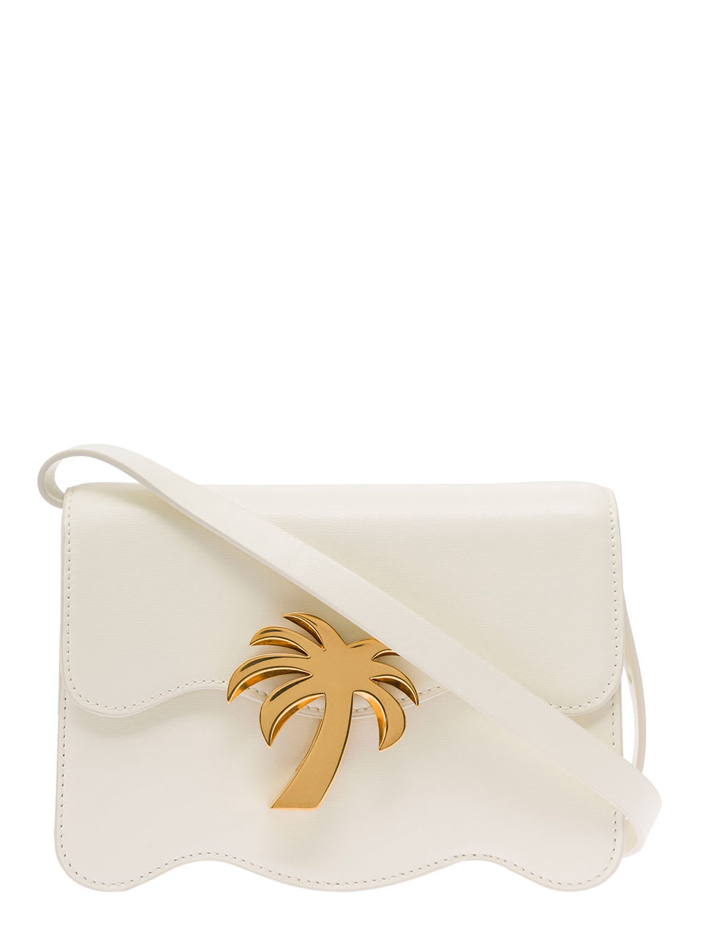 Palm Angels palm Beach White Medium Shoulder Bag With Palm Tree Silhouette In Leather Woman
