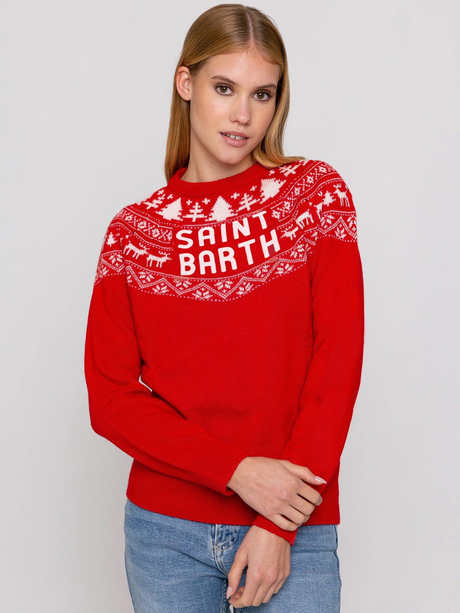 MC2 Saint Barth Woman Sweater With Norwegian Jacquard Print