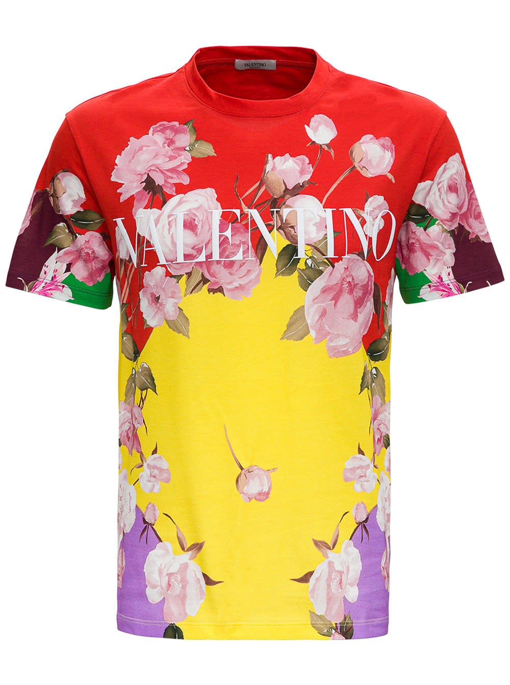 Valentino Cotton T-shirt With Flying Flowers Print
