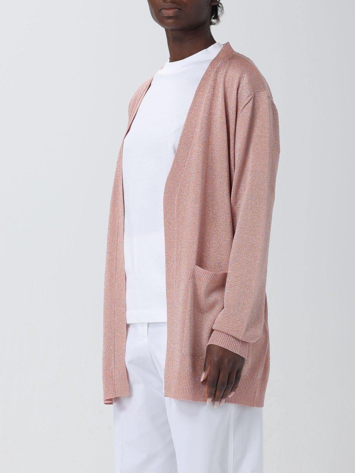 Shop Missoni Metallic-threading V-neck Belted Cardigan In Pink