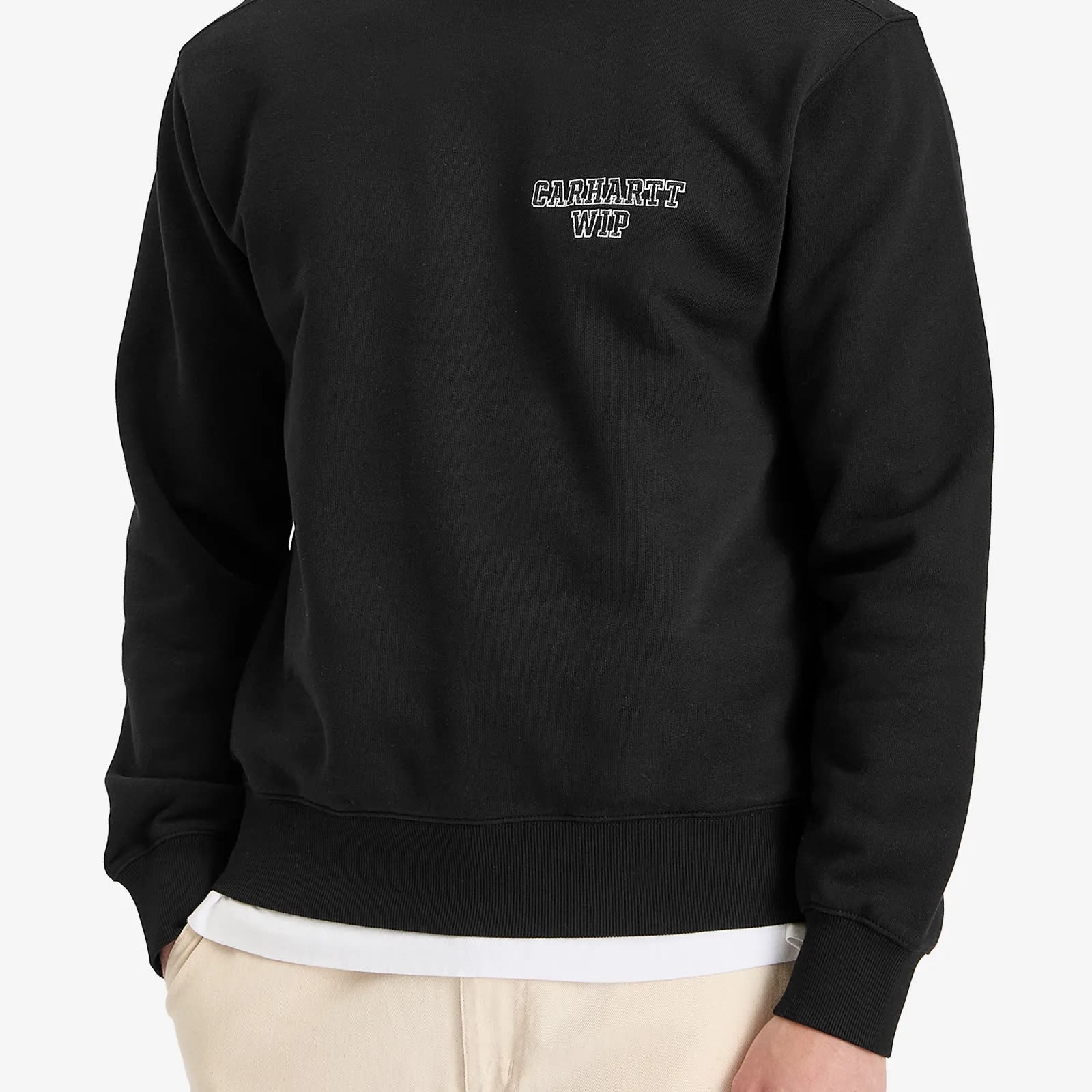 Carhartt Cotton Alumni Sweatshirt With Ribbed Cuffs And Hem In Black