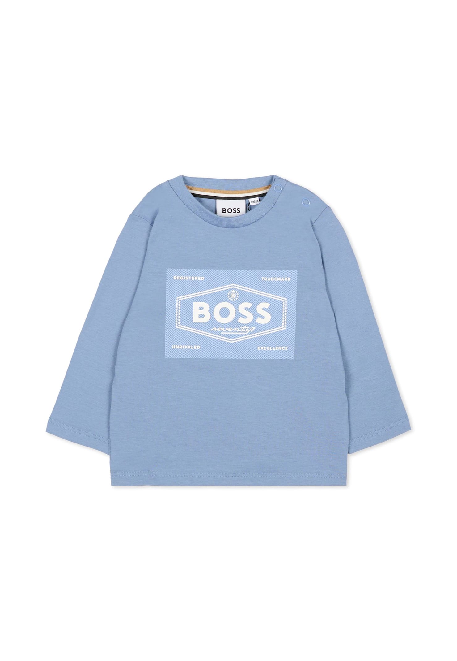 Hugo Boss Light Blue T-shirt For Baby Boy With Logo In Blue