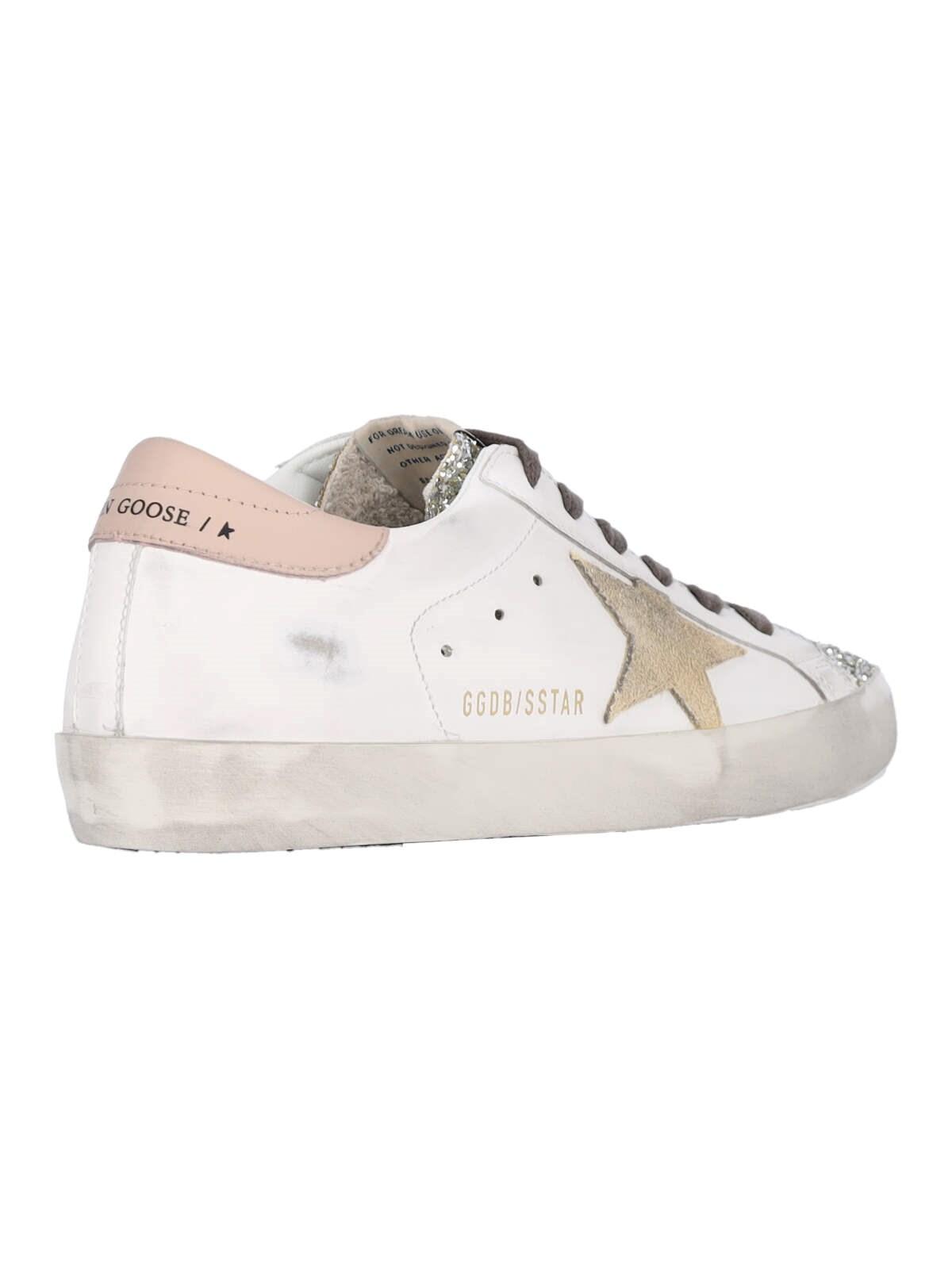 Shop Golden Goose Super-star Sneakers In White/platinum/yellow/pink