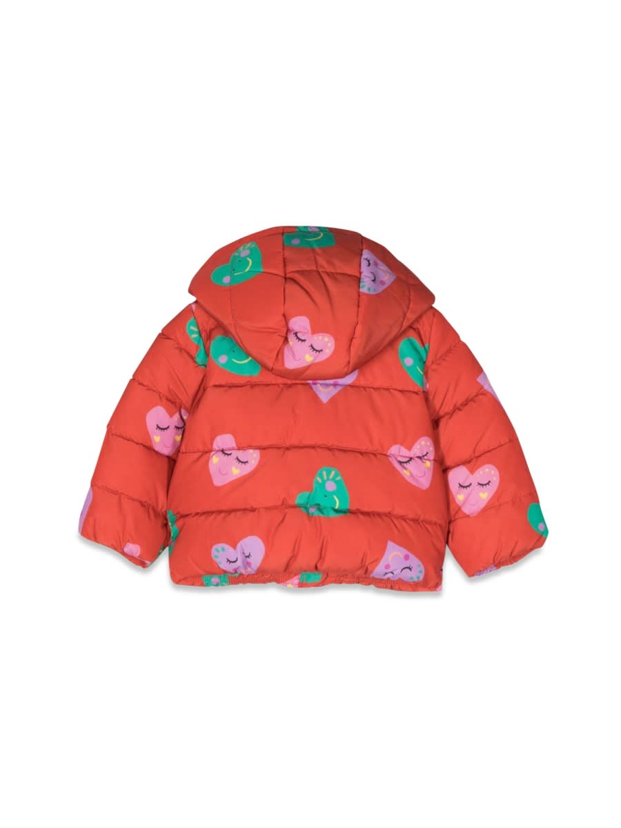 Shop Stella Mccartney Hearts Hooded Down Jacket In Multicolour