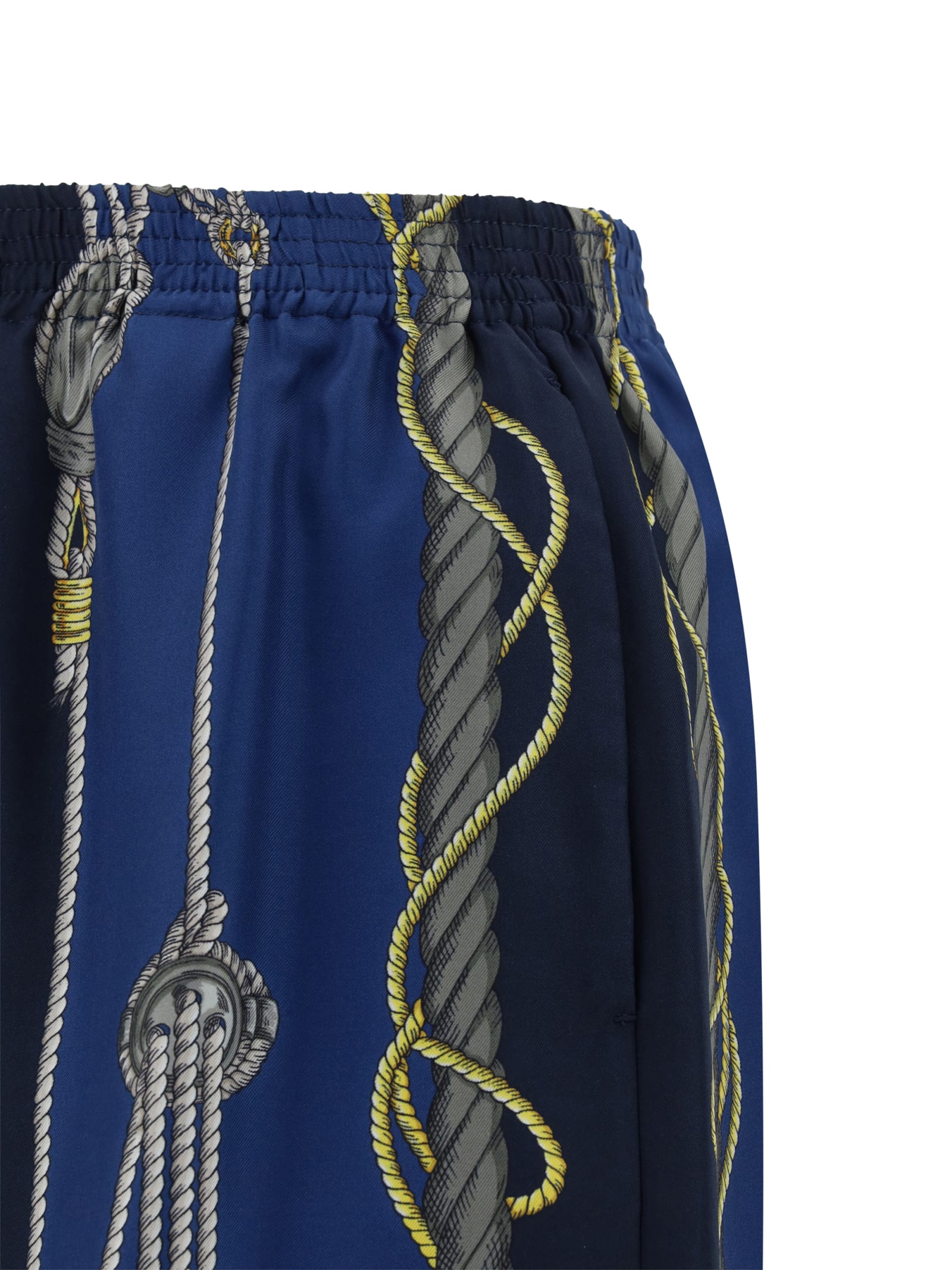 Versace Pattern-printed Elasticated Waistband Bermuda Shorts In Blue/gold