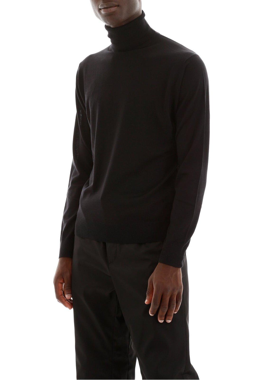 Shop Prada Turtleneck Knitted Pullover In Nero