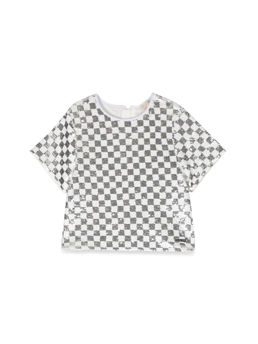 Michael Kors Sequin Embellished Checkerboard Top In Multicolour
