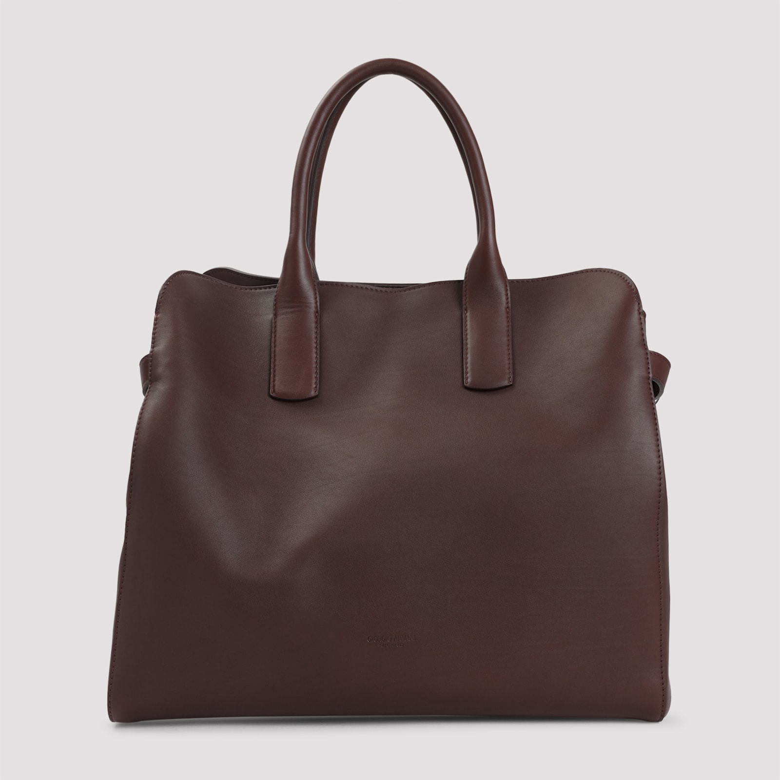 Giorgio Armani Calf Leather Shoulder Bag In Red
