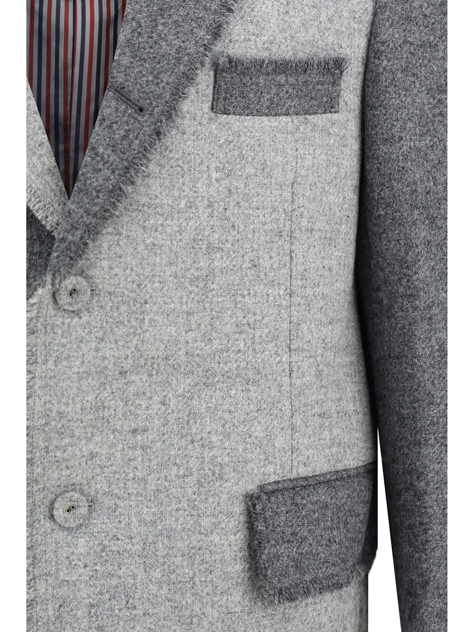 Shop Thom Browne Light And Dark Grey Wool Blazer In 55