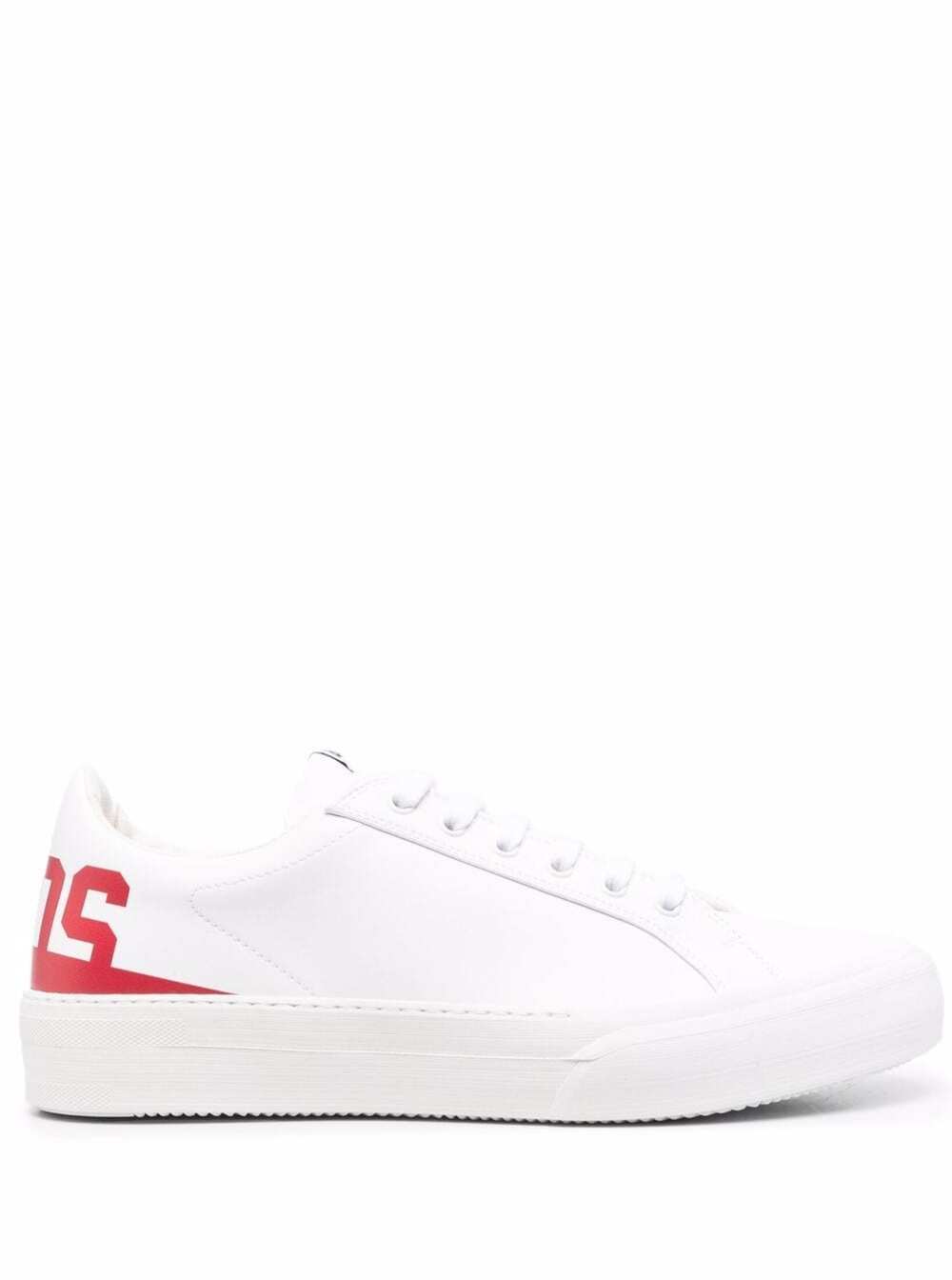 Gcds Man s White Leather Sneakers With Logo
