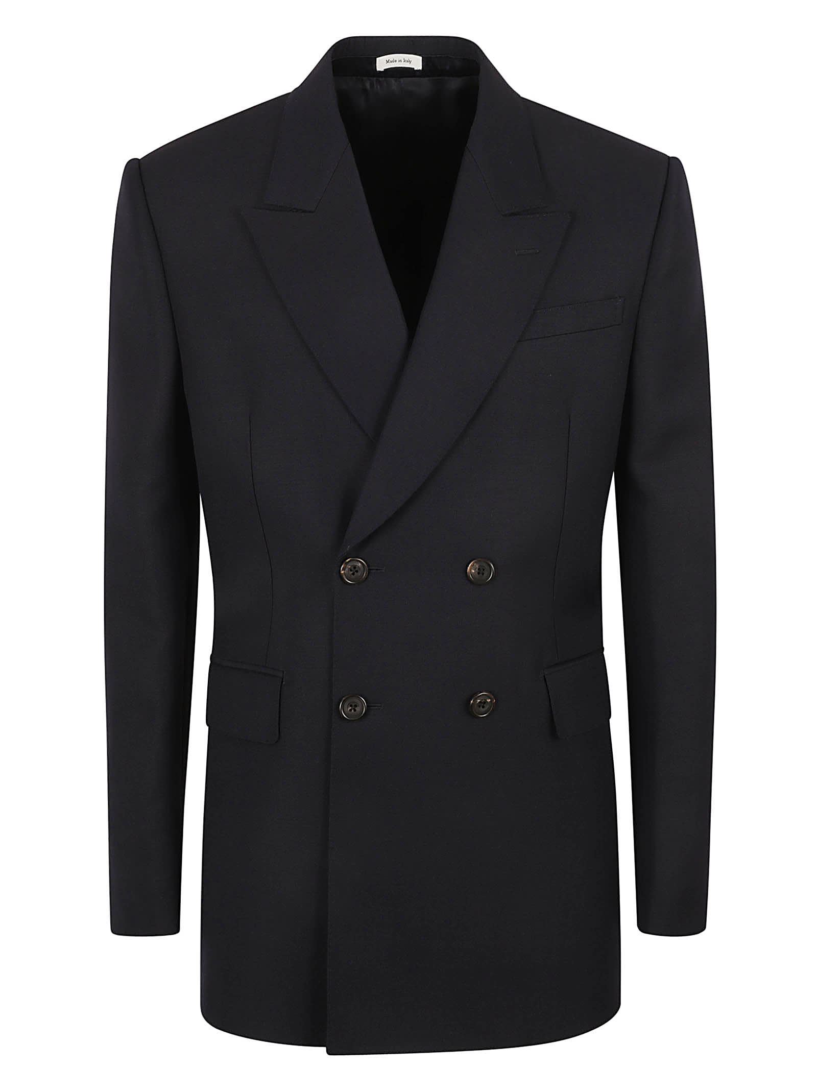 Alexander Mcqueen Double-breasted Buttoned Blazer In Navy
