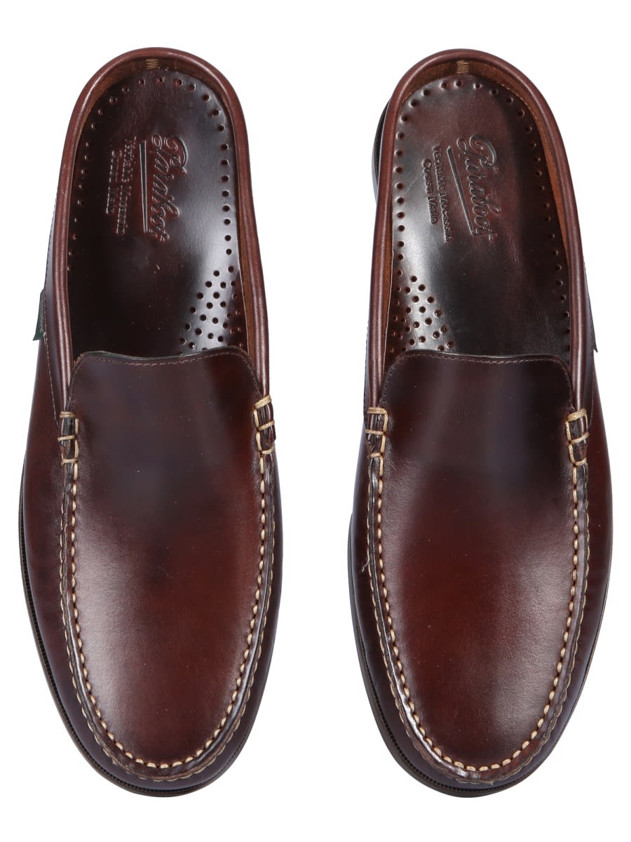 Paraboot Leather Mule Contrast Stitching In Brown