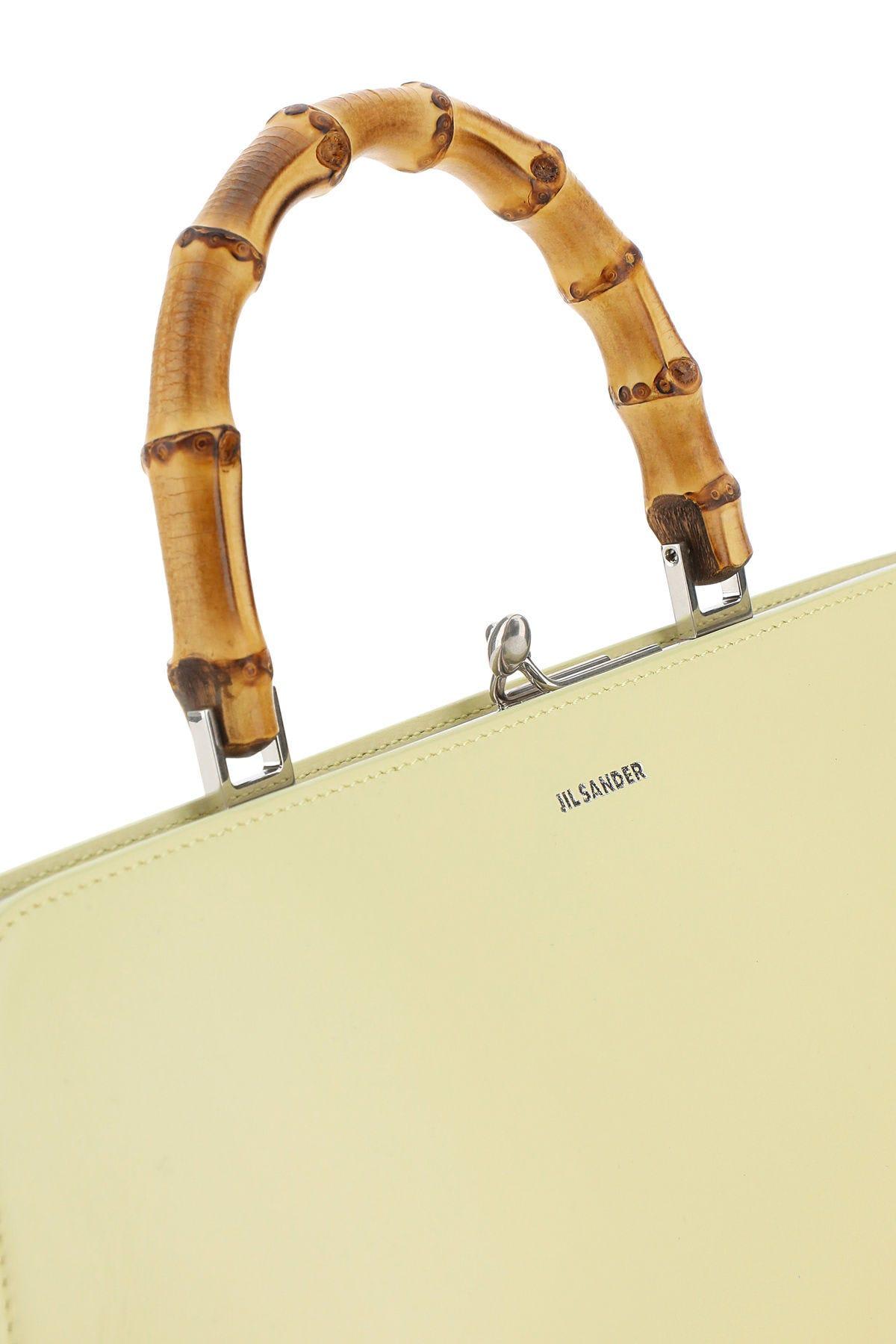 Jil Sander Pastel green leather micro Goji crossbody bag