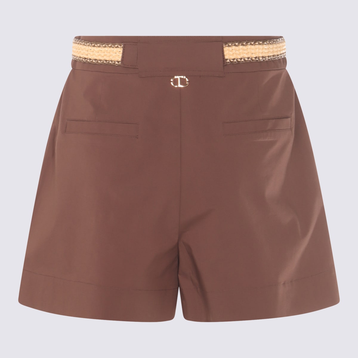 TWINSET BROWN COTTON SHORTS 